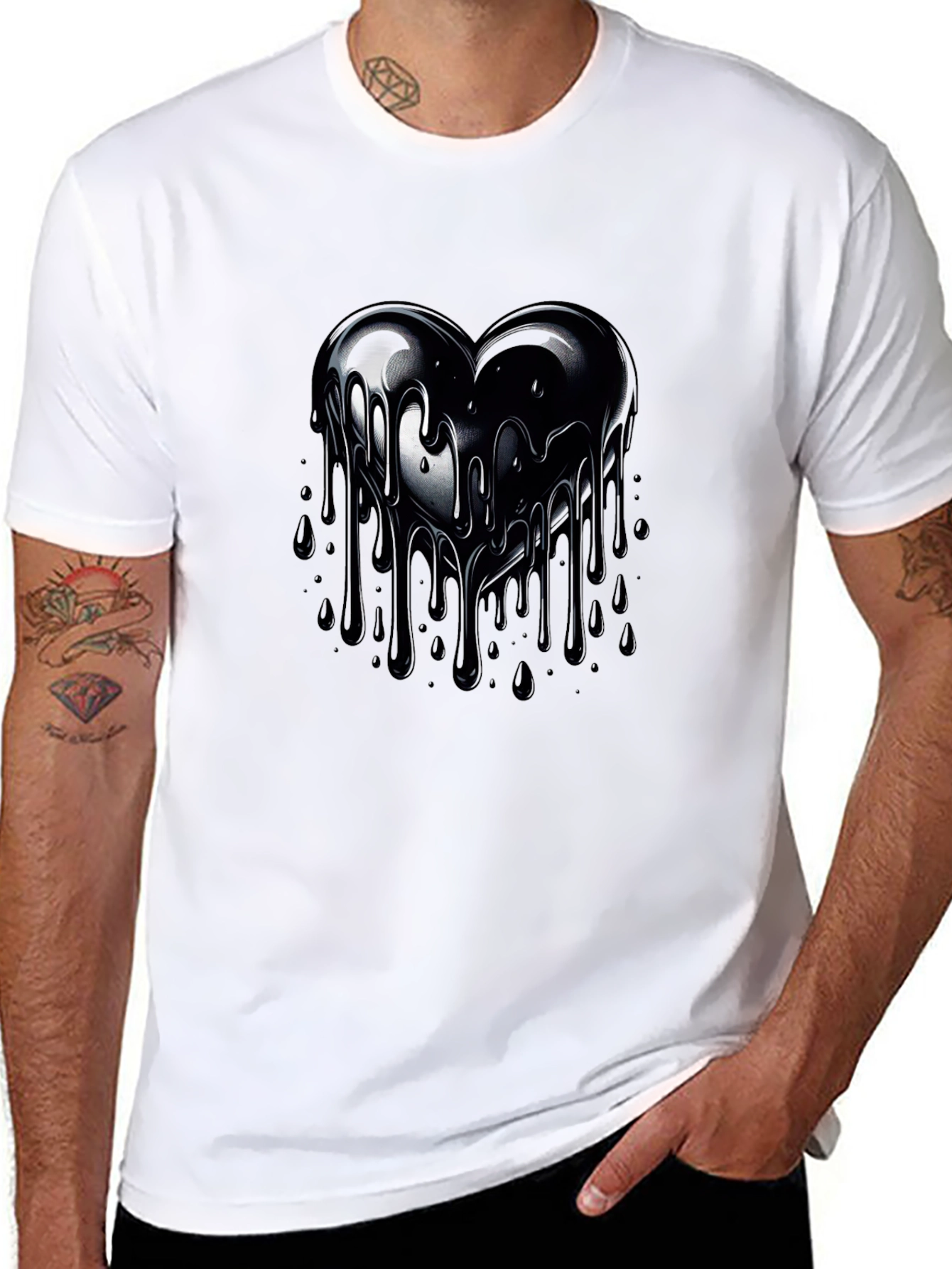 Black Dripping Heart Graphic Tee