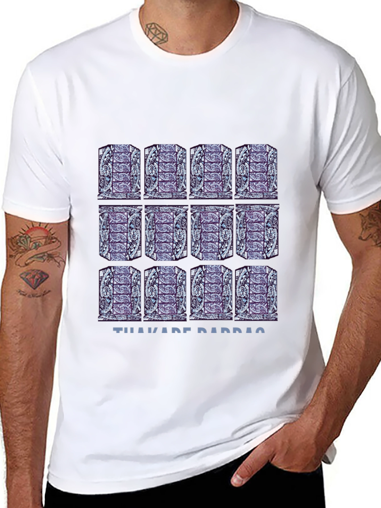 Pattern Print Black T-Shirt