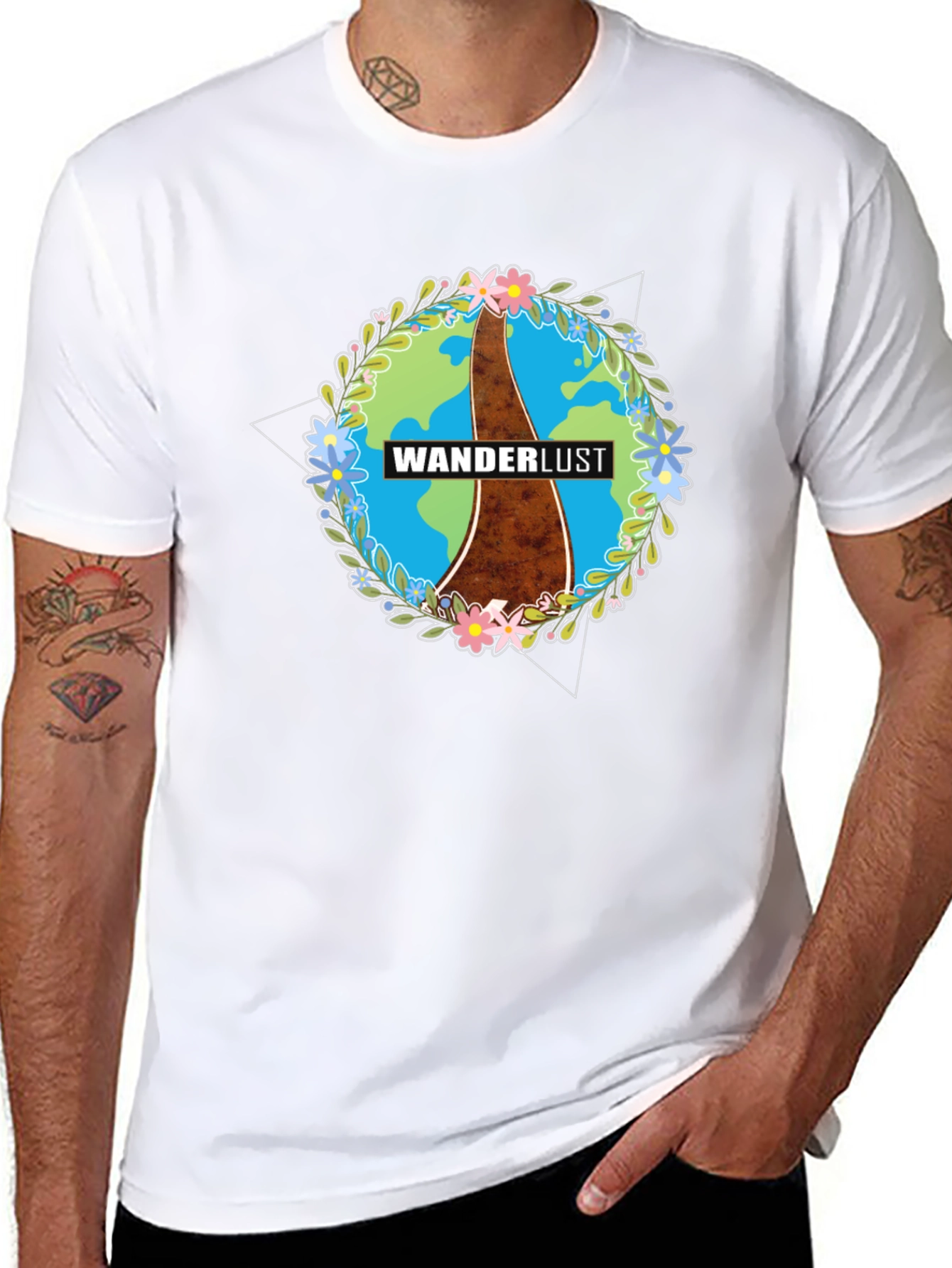 Wanderlust Earth Graphic Black T-Shirt