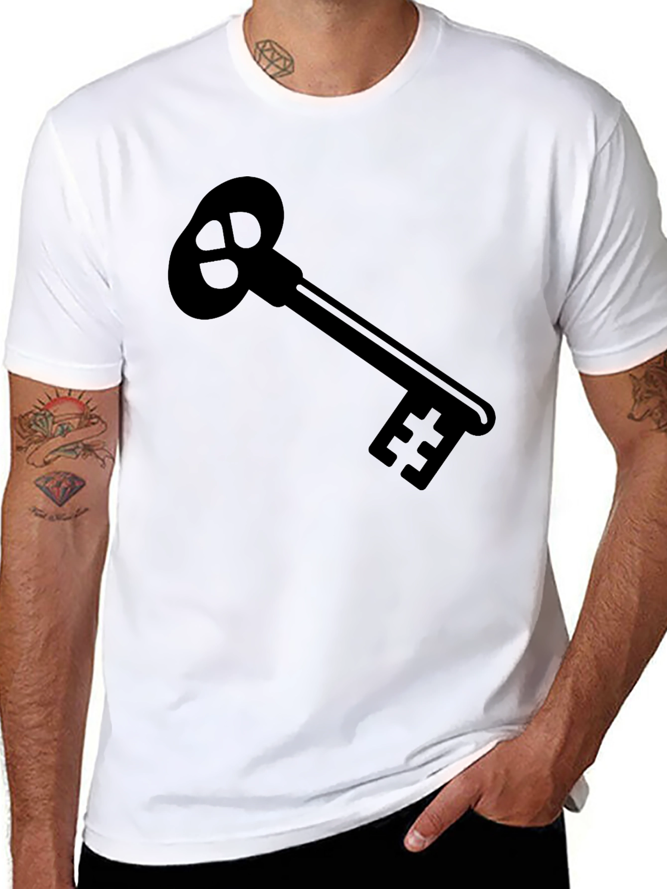 Black Key Graphic Tee - Stylish Cotton T-Shirt