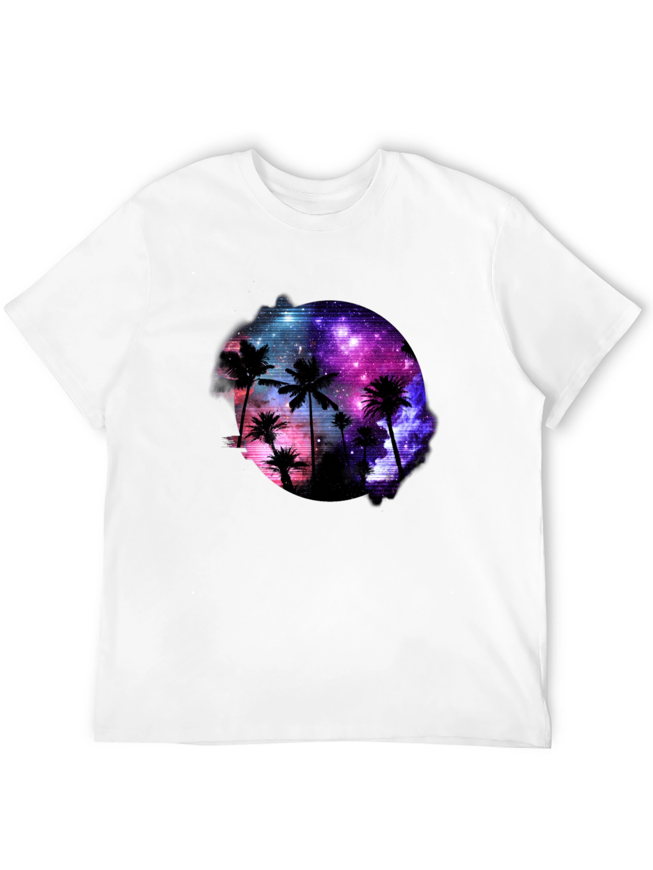Galaxy Palm Tree Graphic Black T-Shirt