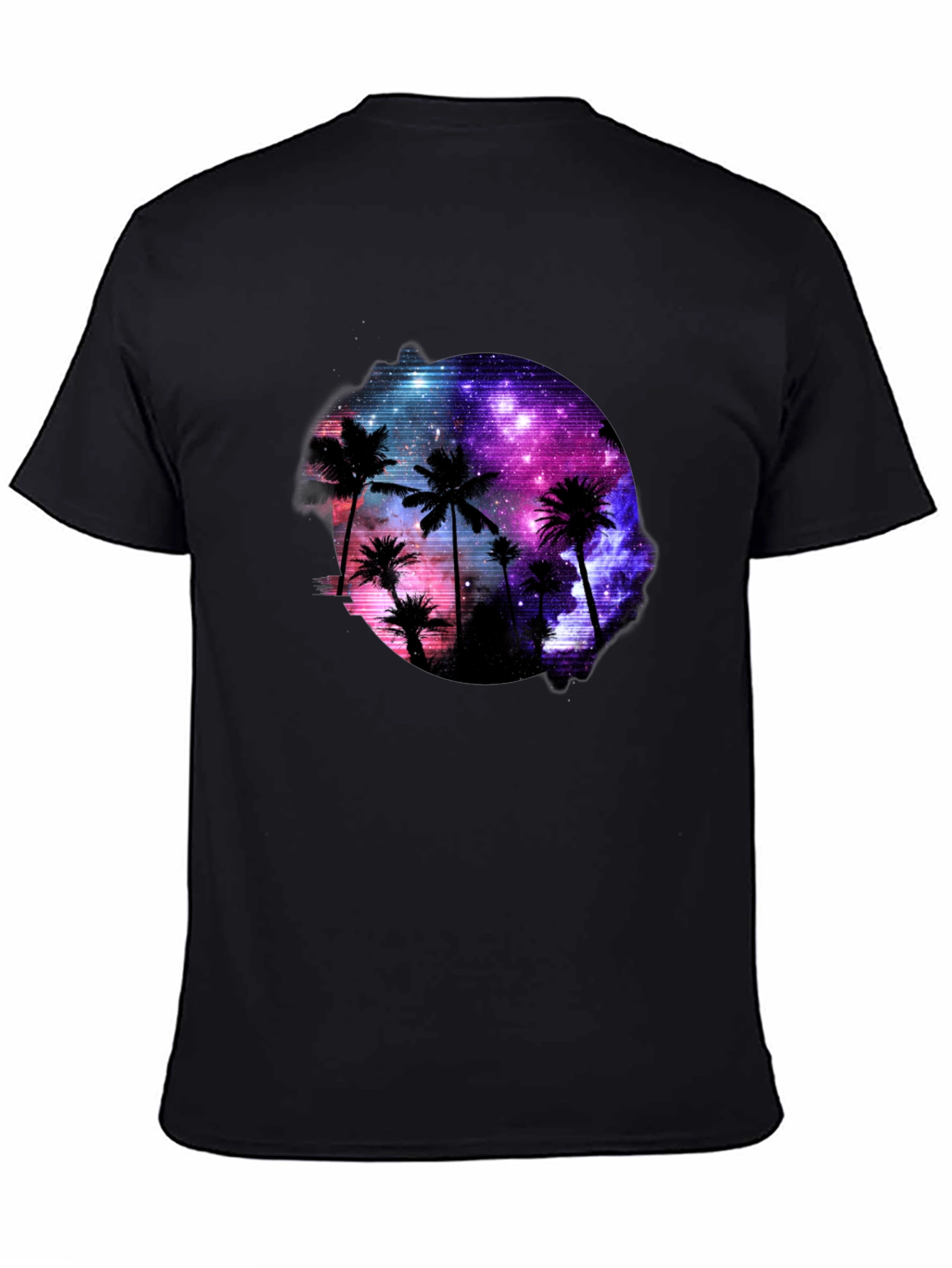 Galaxy Palm Tree Graphic Black T-Shirt