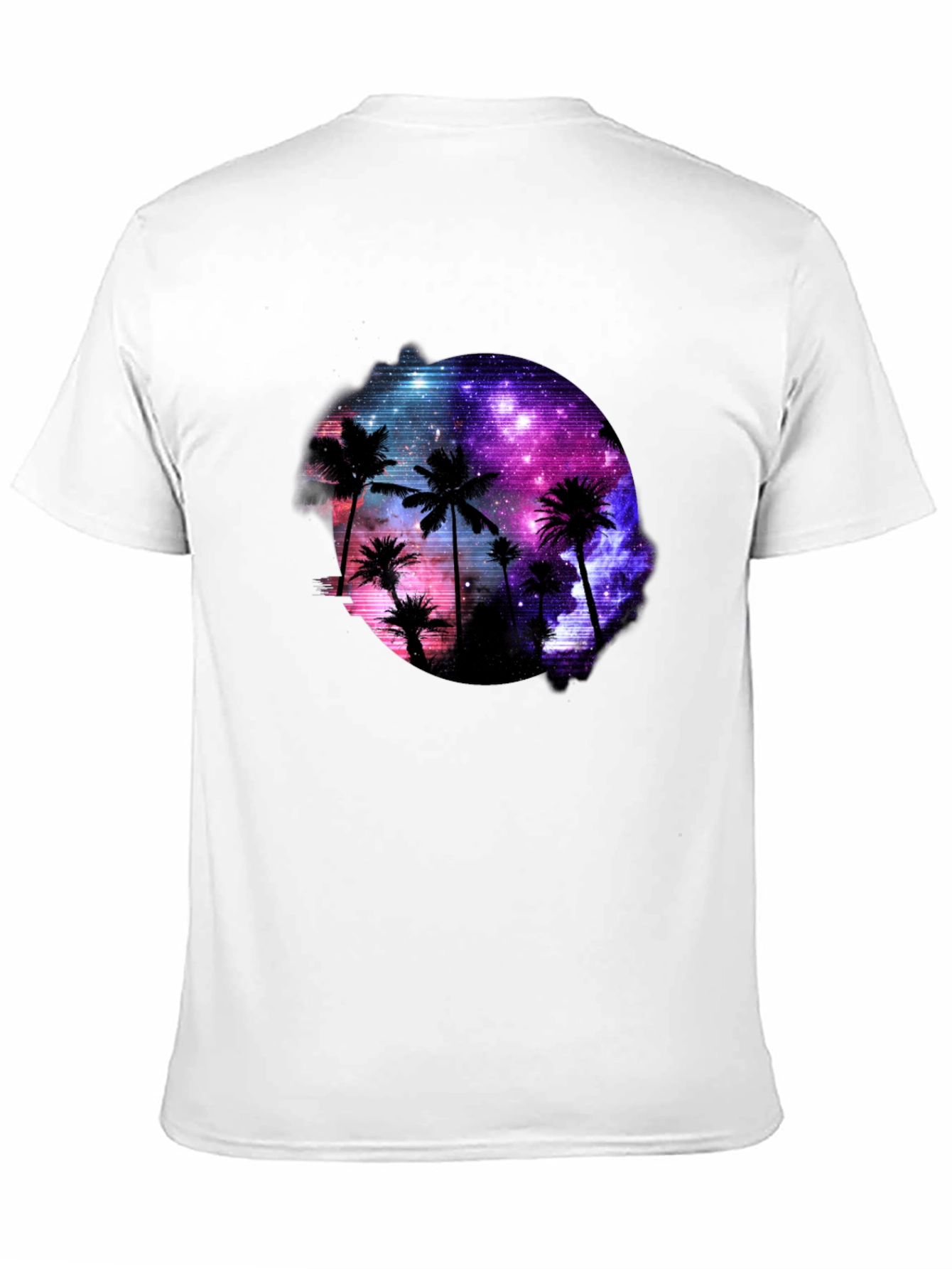 Galaxy Palm Tree Graphic Black T-Shirt