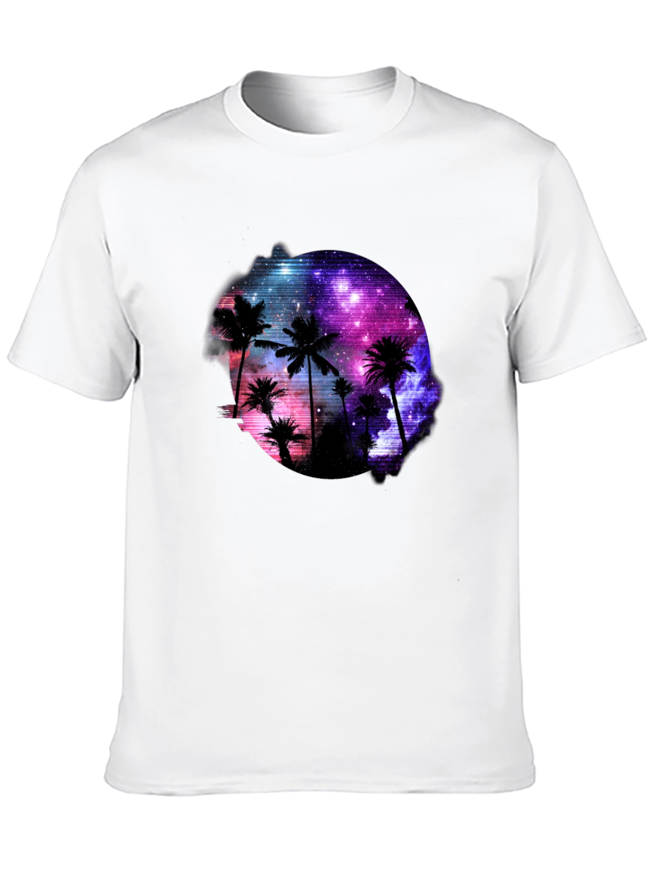 Galaxy Palm Tree Graphic Black T-Shirt