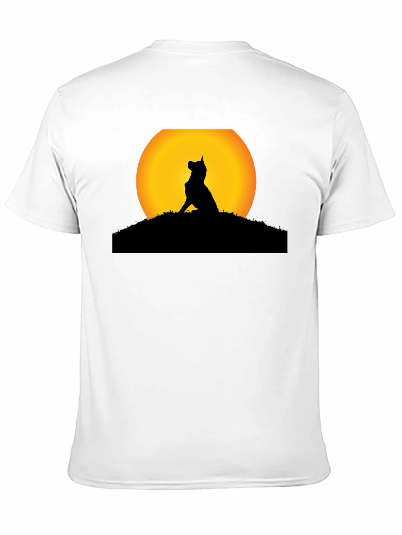 Dog Silhouette Sunset Black T-Shirt