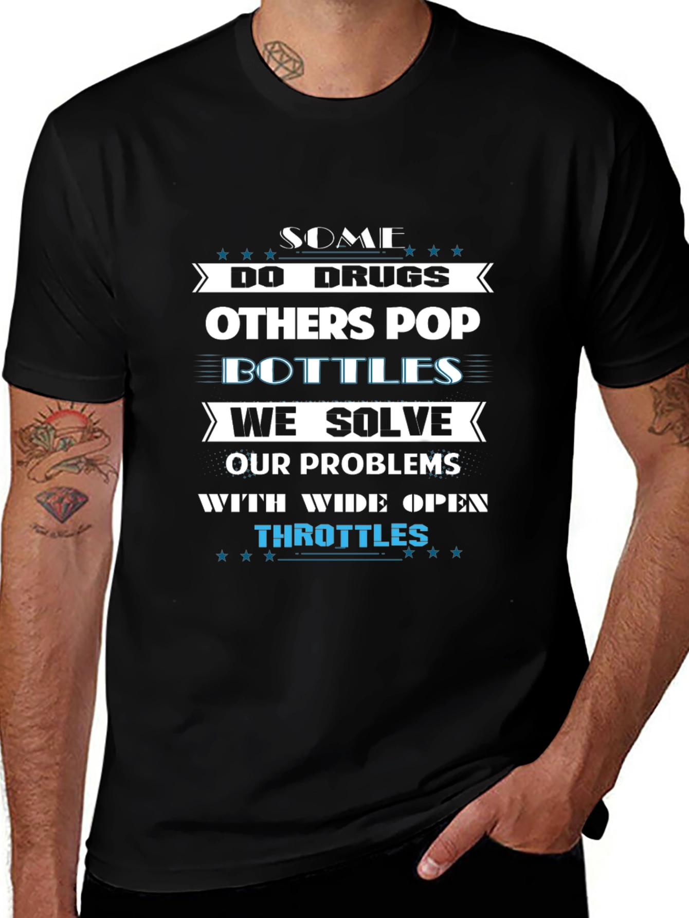 Wide Open Throttles Black Graphic T-Shirt