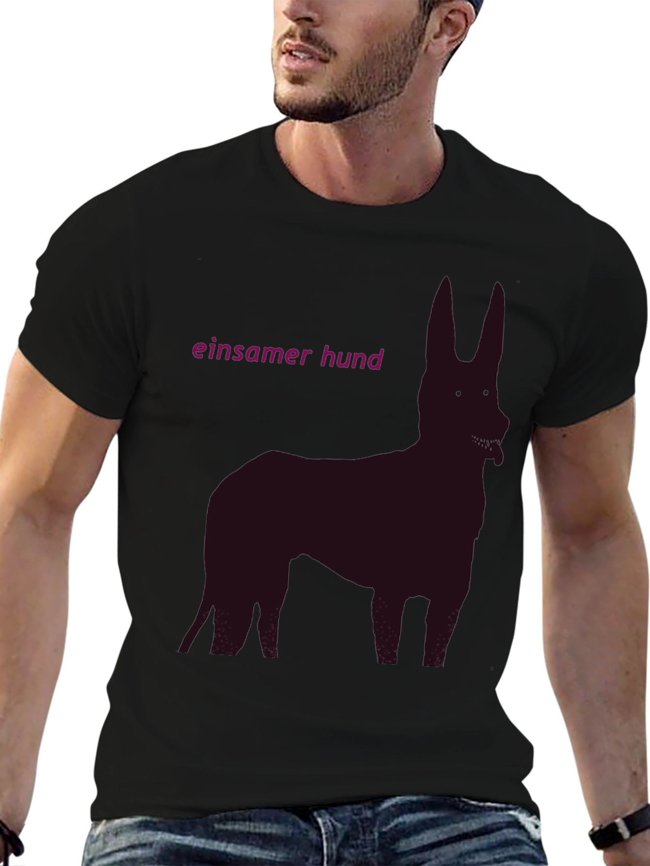 Einsamer Hund Dog Silhouette Graphic T-Shirt