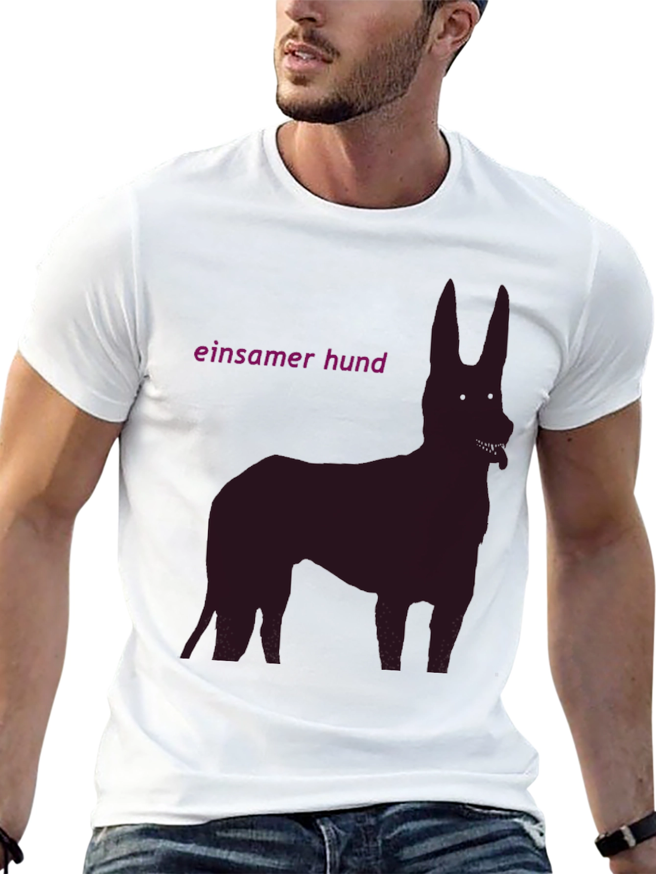 Einsamer Hund Dog Silhouette Graphic T-Shirt
