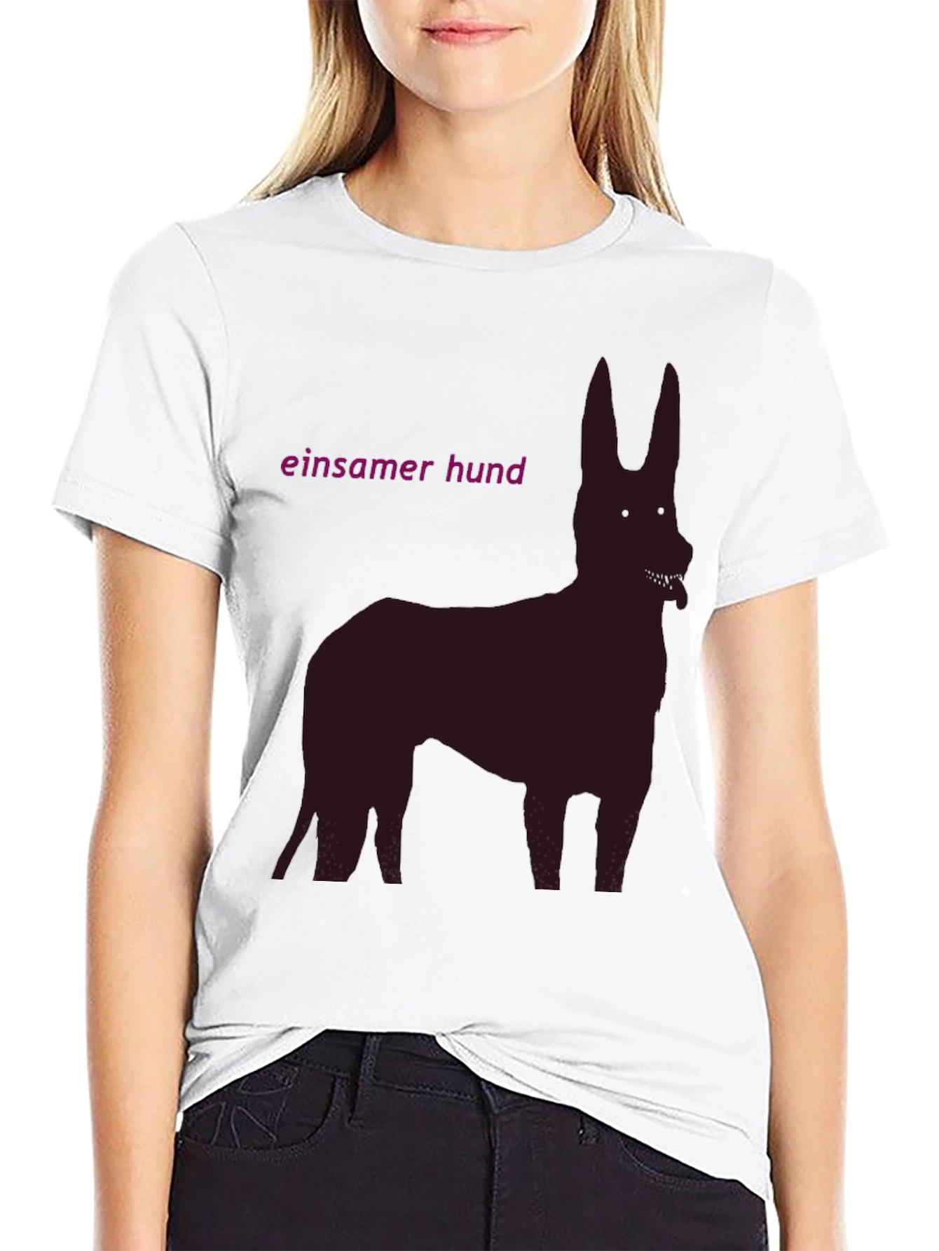 Einsamer Hund Dog Silhouette Graphic T-Shirt
