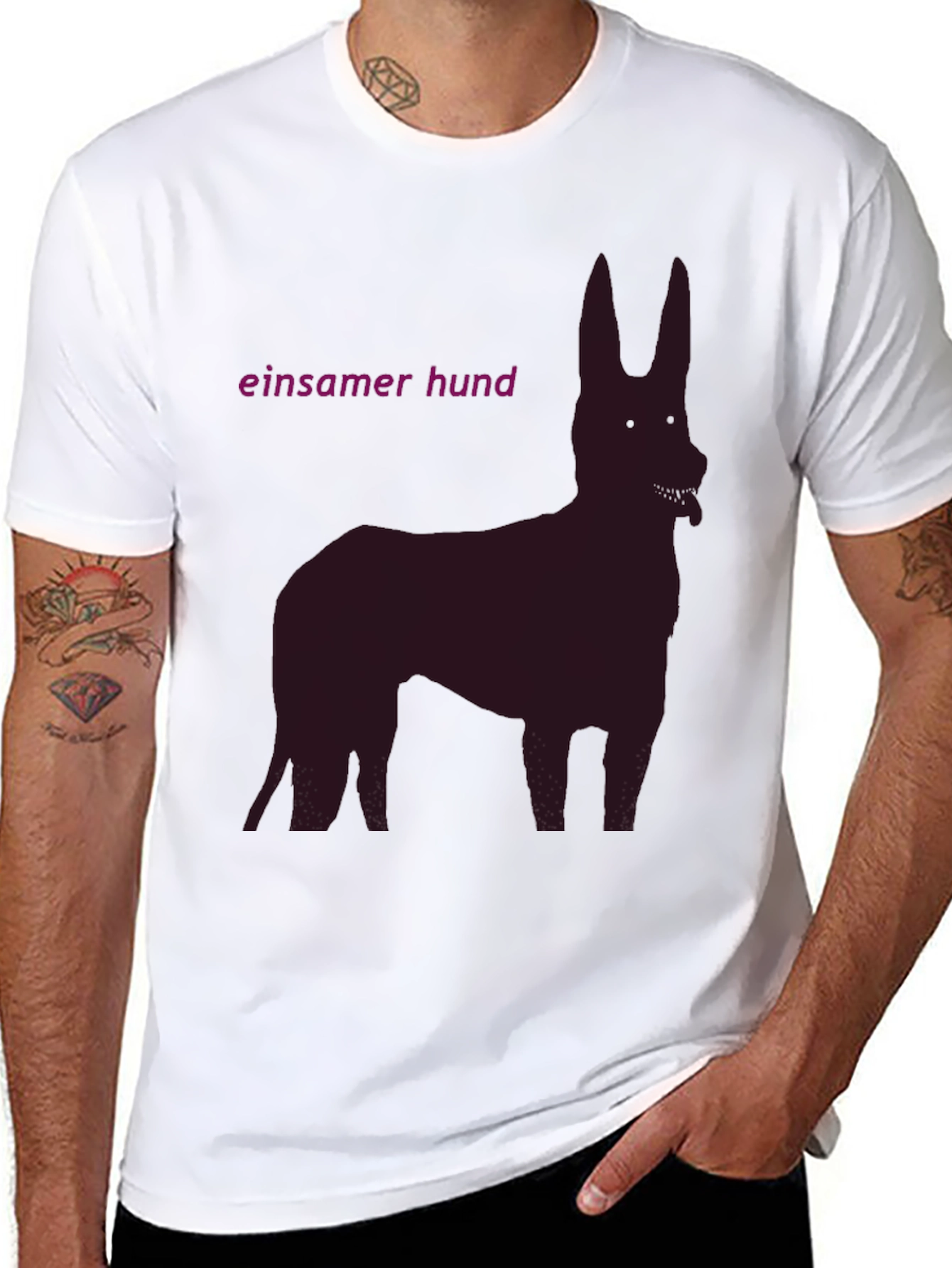 Einsamer Hund Dog Silhouette Graphic T-Shirt