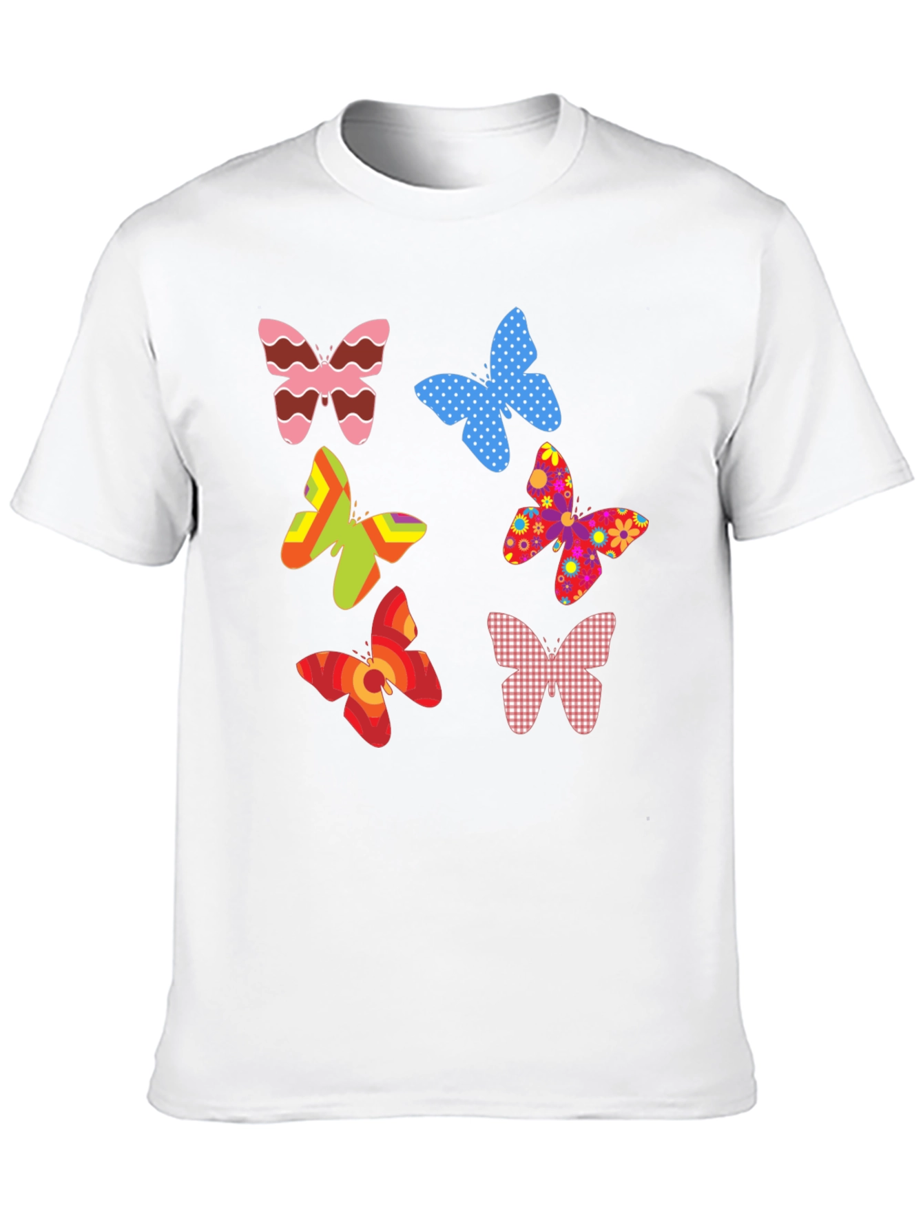 Butterfly Pattern Mens Black T-Shirt