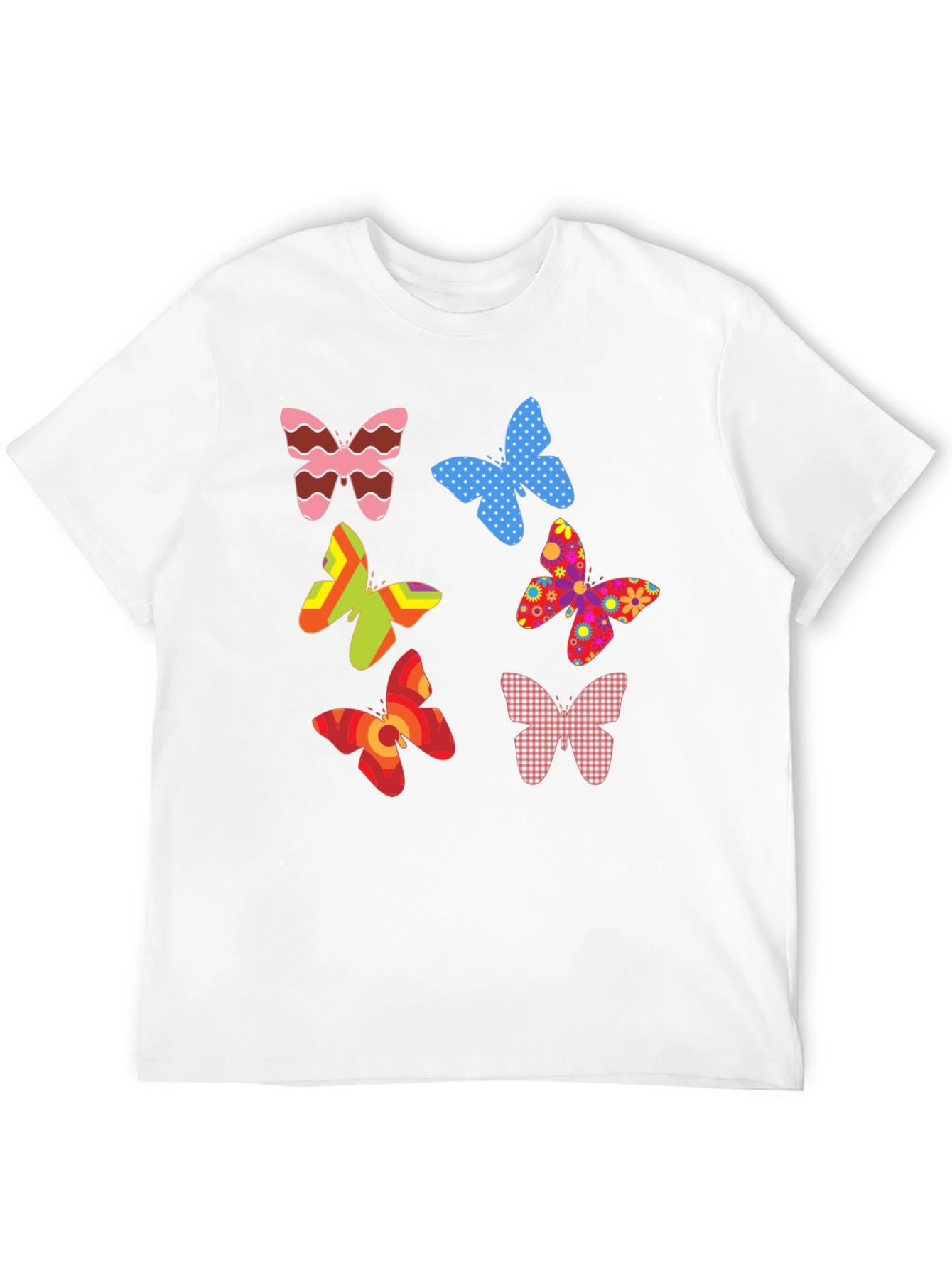 Butterfly Pattern Mens Black T-Shirt