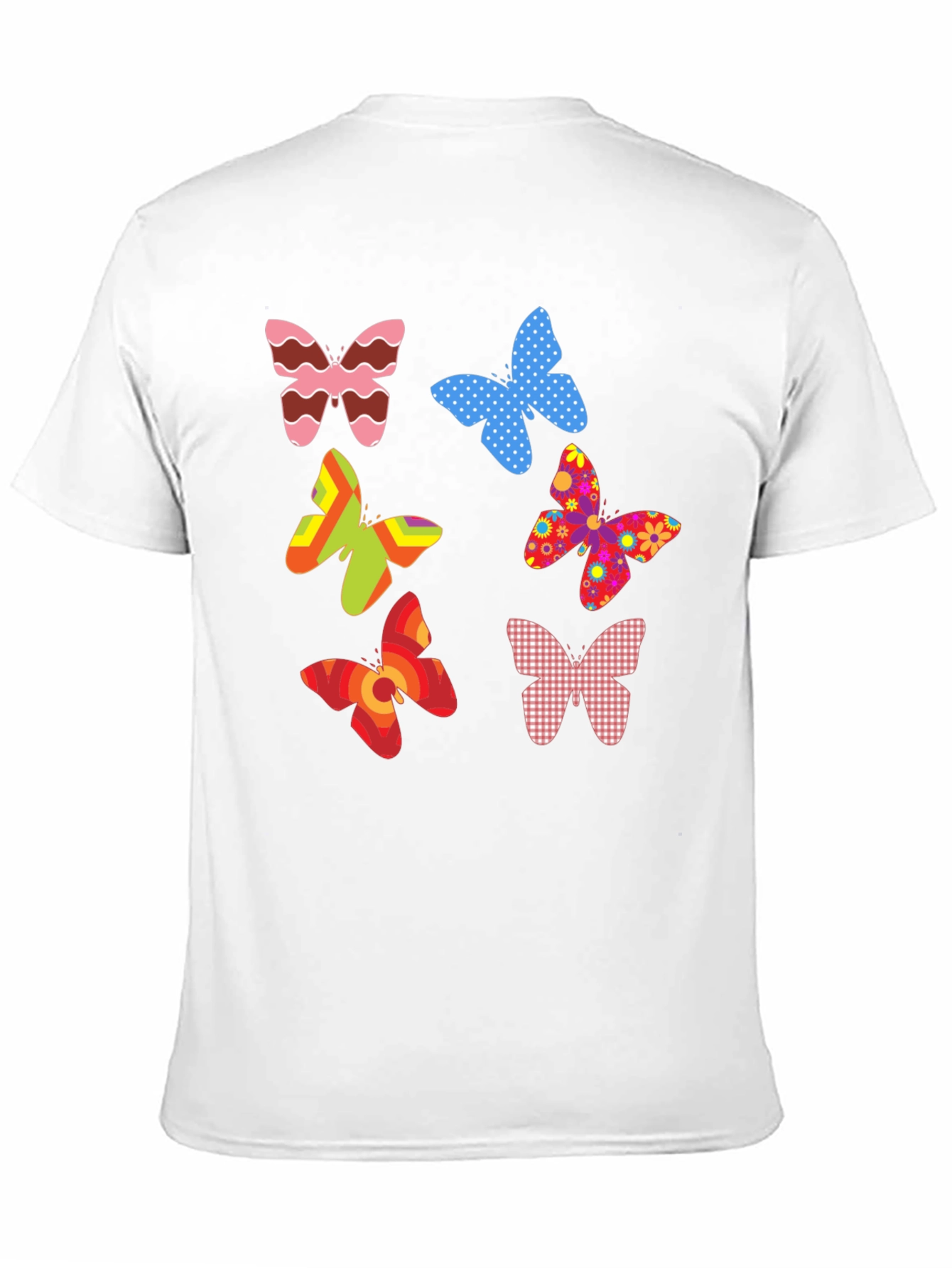 Butterfly Pattern Mens Black T-Shirt