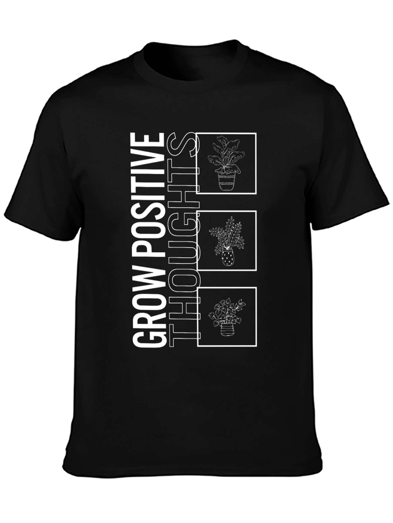 Grow Positive Thoughts Black Graphic Tee