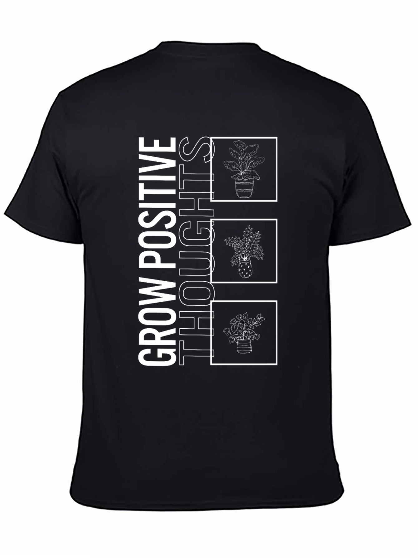 Grow Positive Thoughts Black Graphic Tee