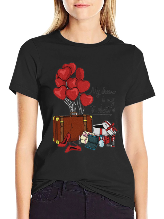 My Dream Is My T-shirt: Heart Balloons & Luggage Graphic Tee