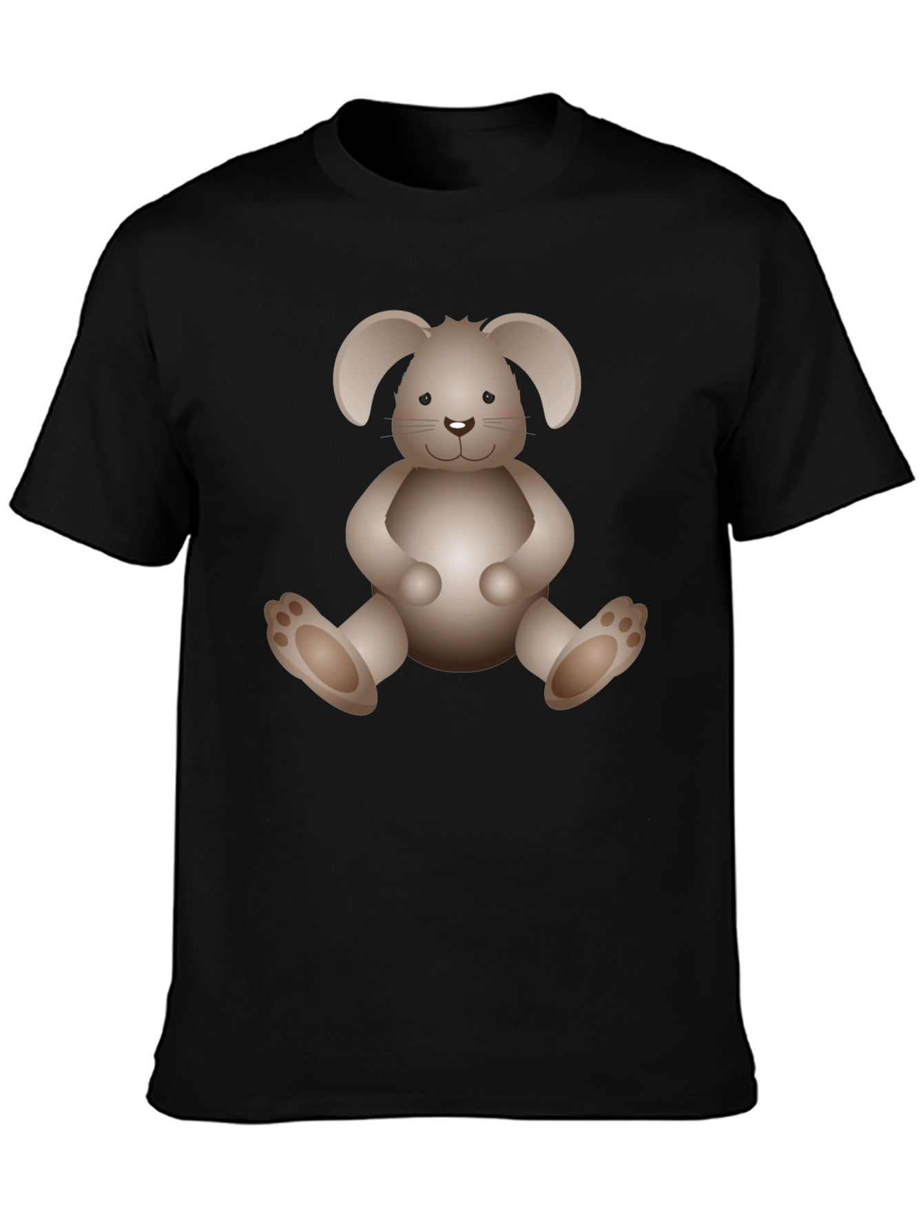 Cute Bunny Graphic Print Black T-Shirt