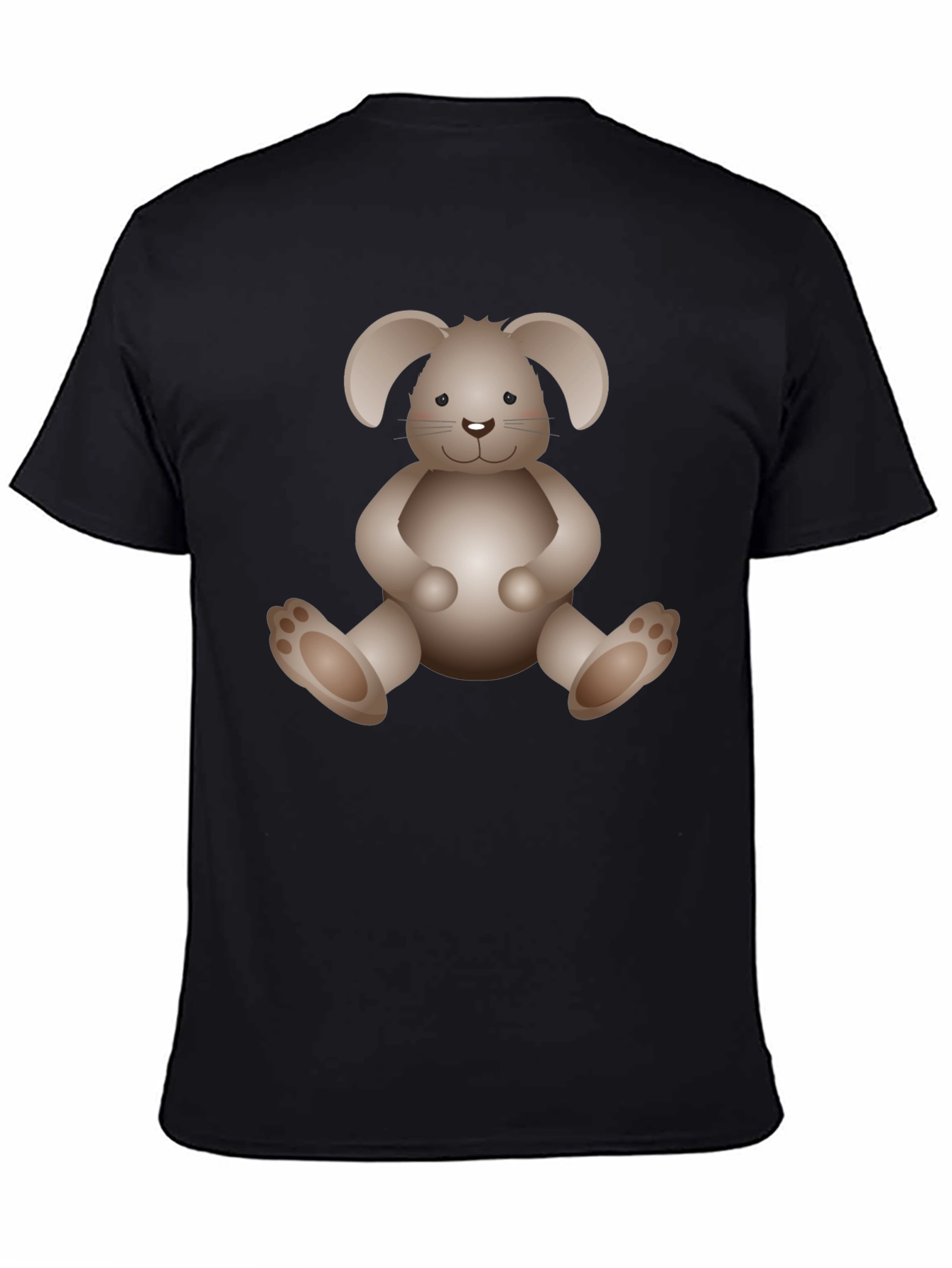 Cute Bunny Graphic Print Black T-Shirt