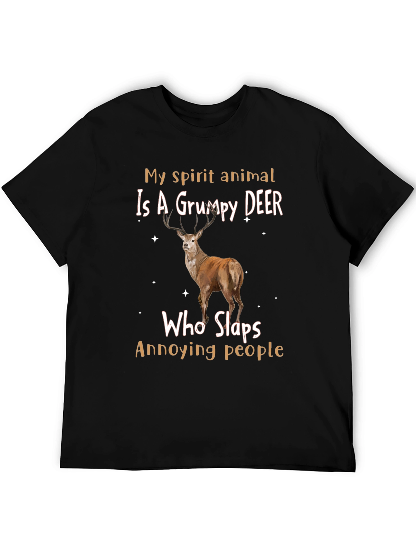 Grumpy Deer Spirit Animal Graphic T-Shirt