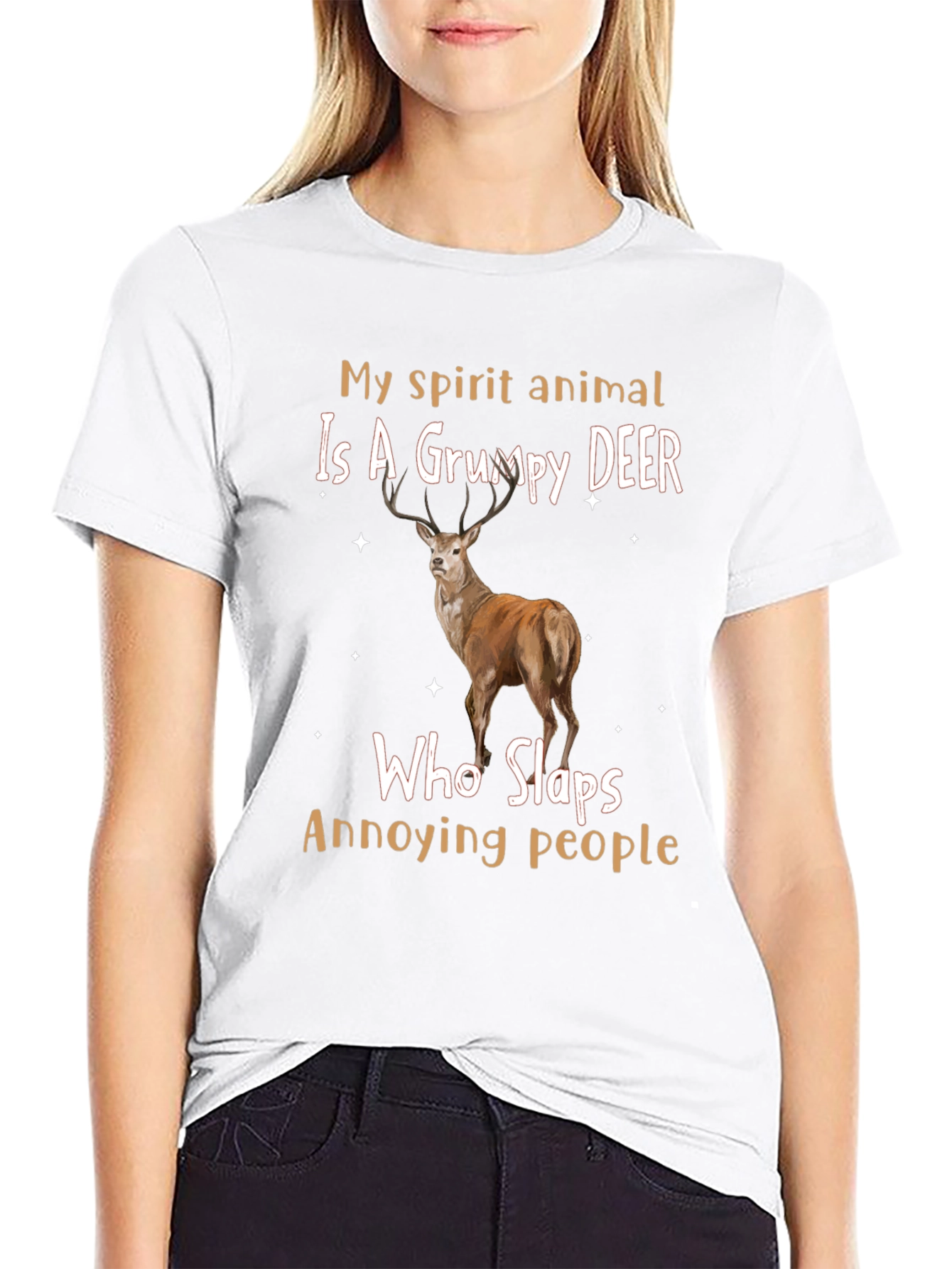 Grumpy Deer Spirit Animal Graphic T-Shirt
