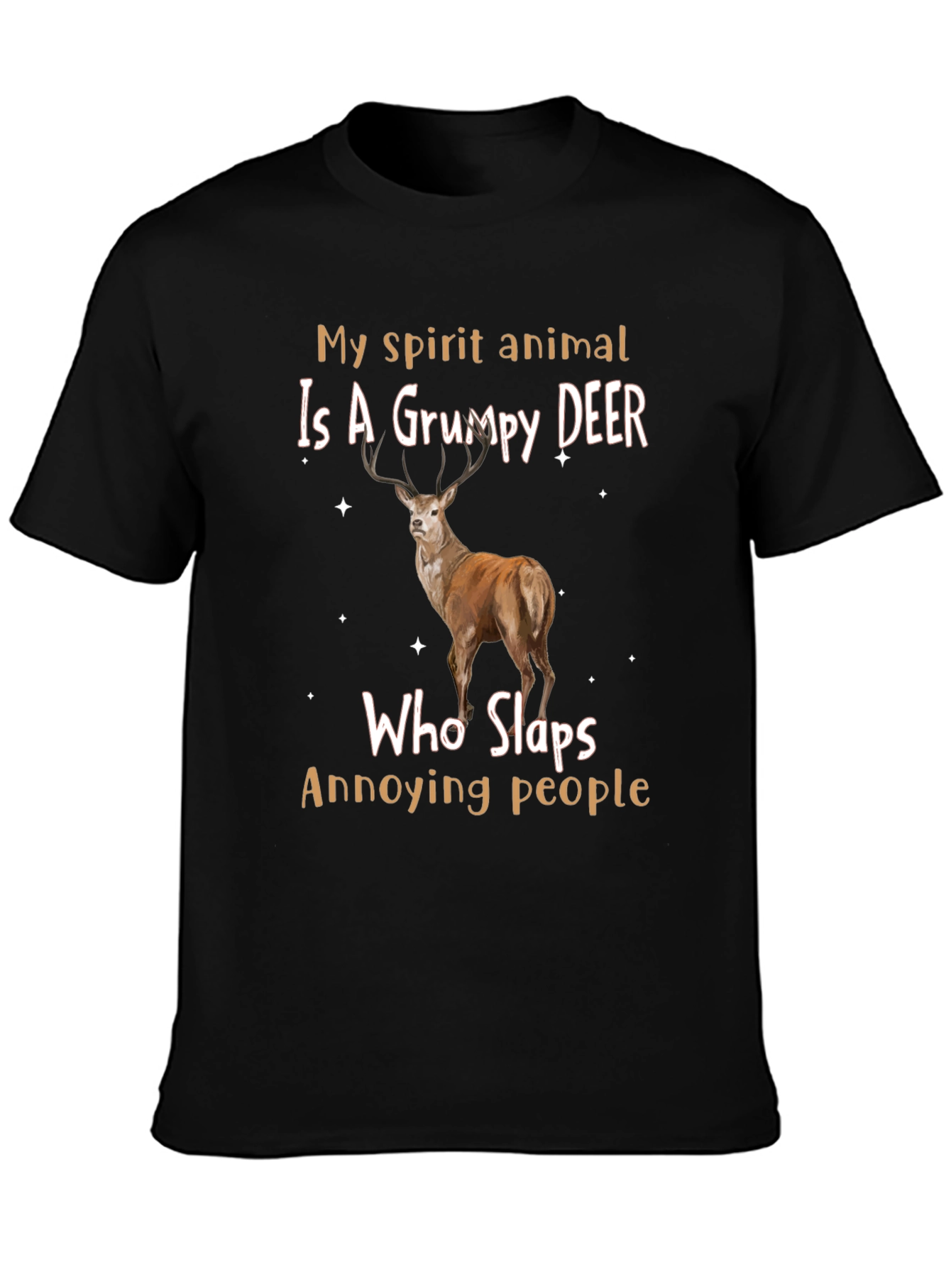 Grumpy Deer Spirit Animal Graphic T-Shirt