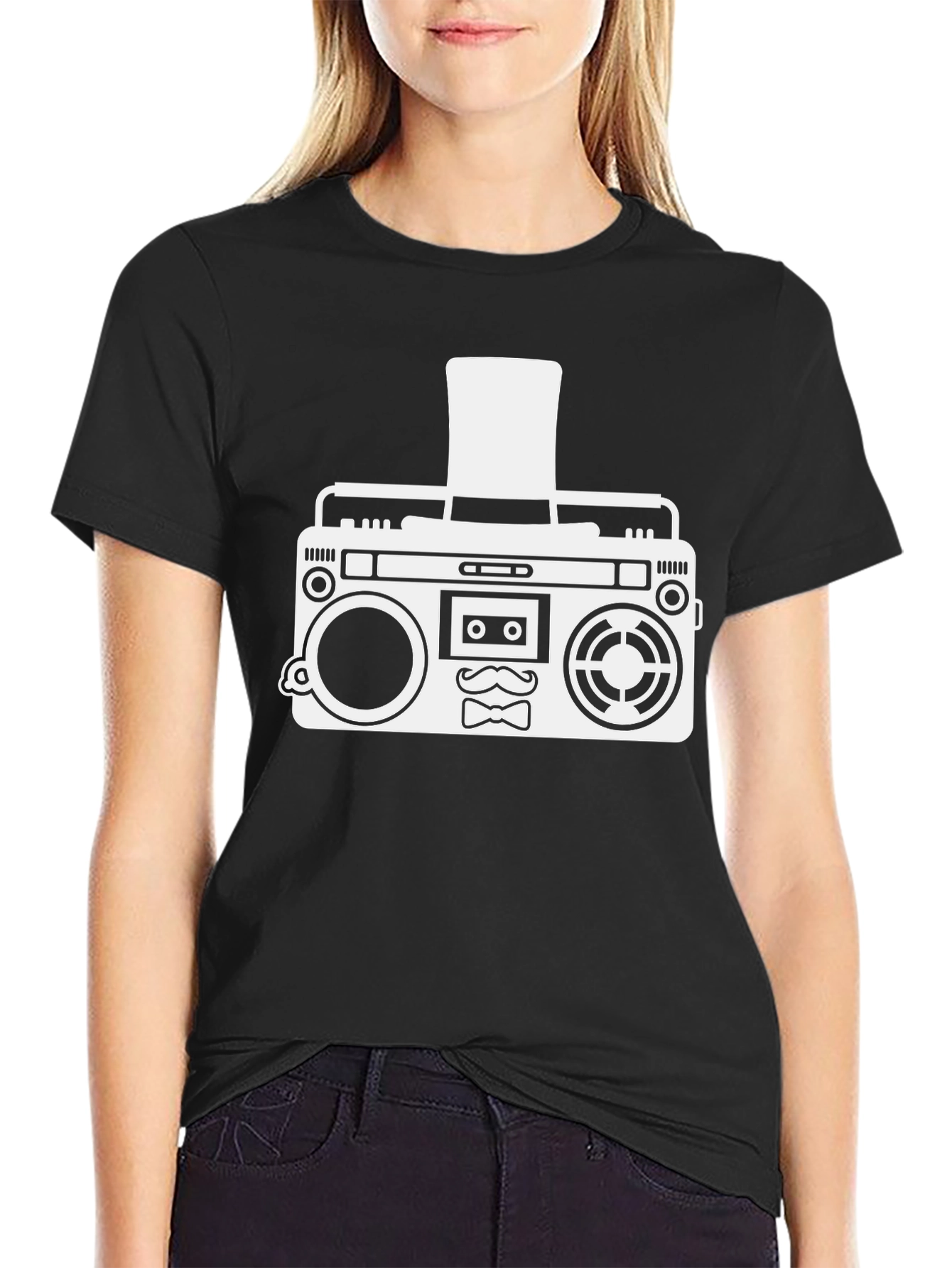 Retro Boombox Gentleman T-Shirt - Cool Graphic Tee