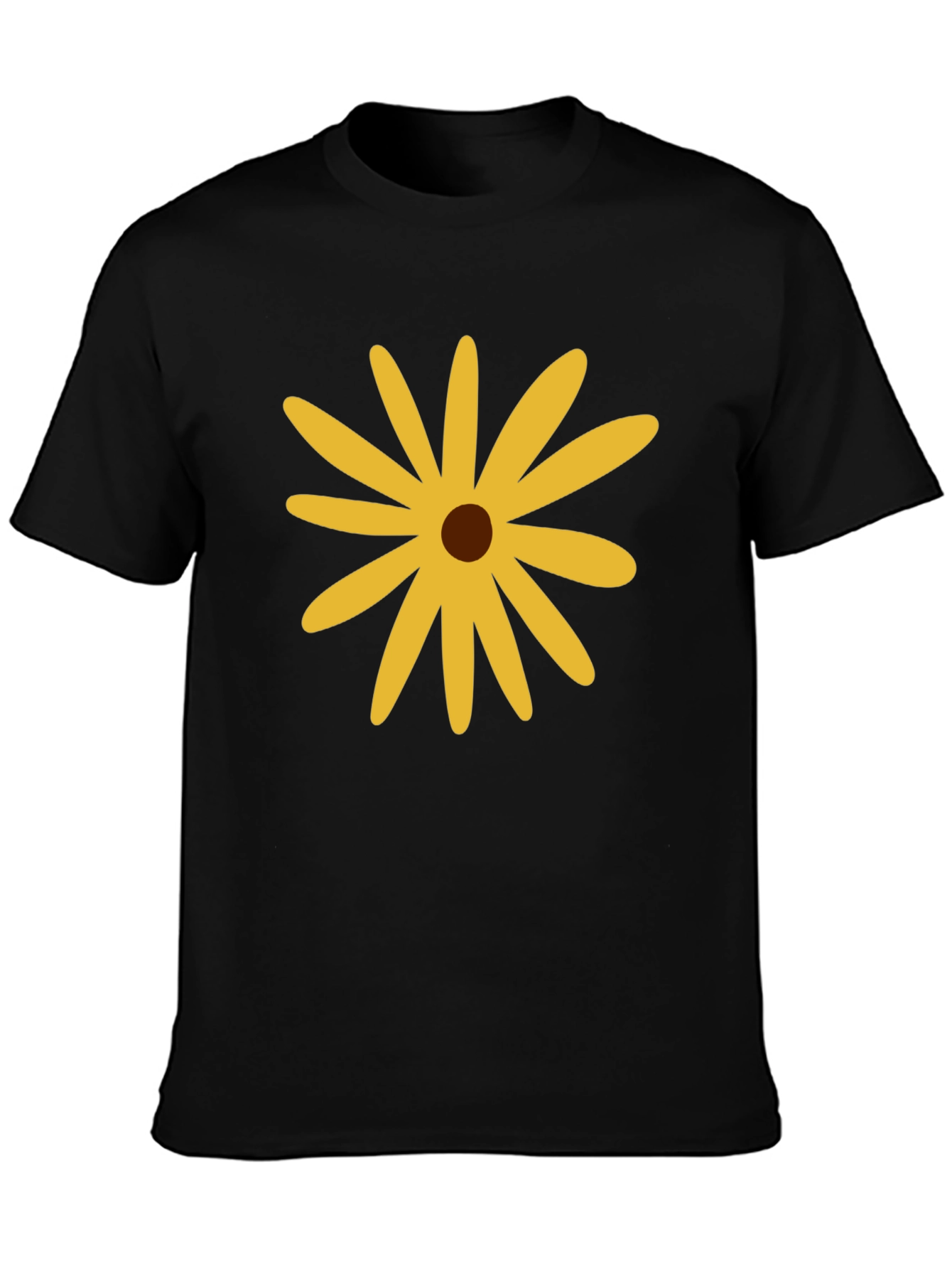Black T-Shirt with Yellow Flower