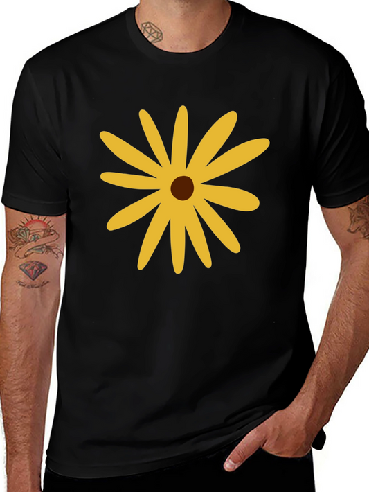 Black T-Shirt with Yellow Flower