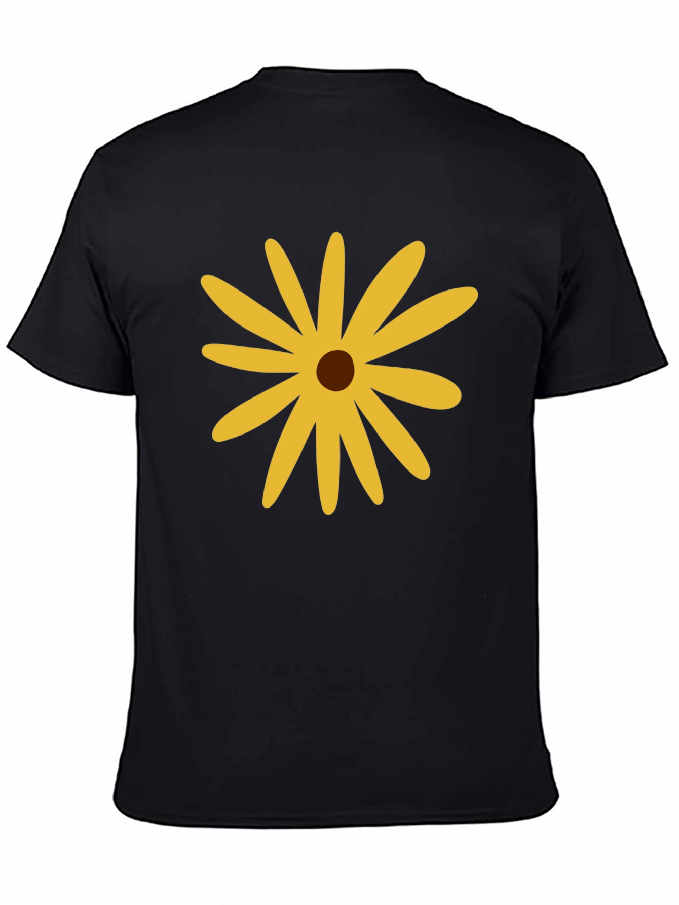 Black T-Shirt with Yellow Flower