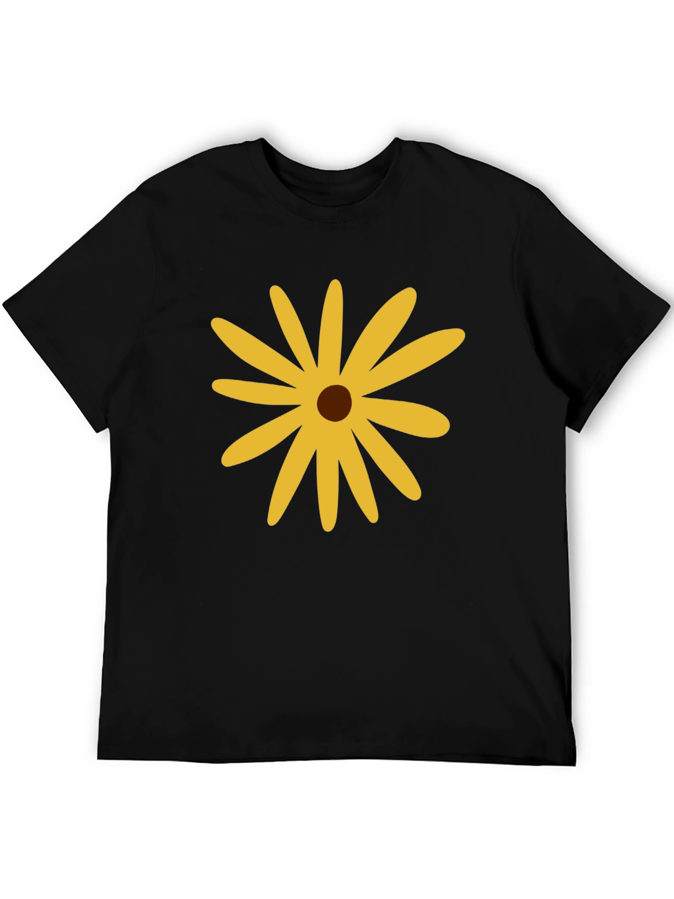 Black T-Shirt with Yellow Flower