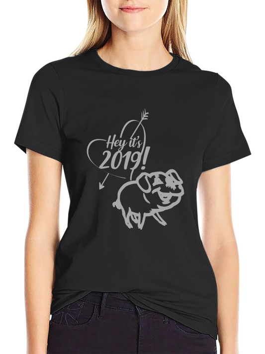 2019 Pig Year Arrow Graphic Black T-Shirt