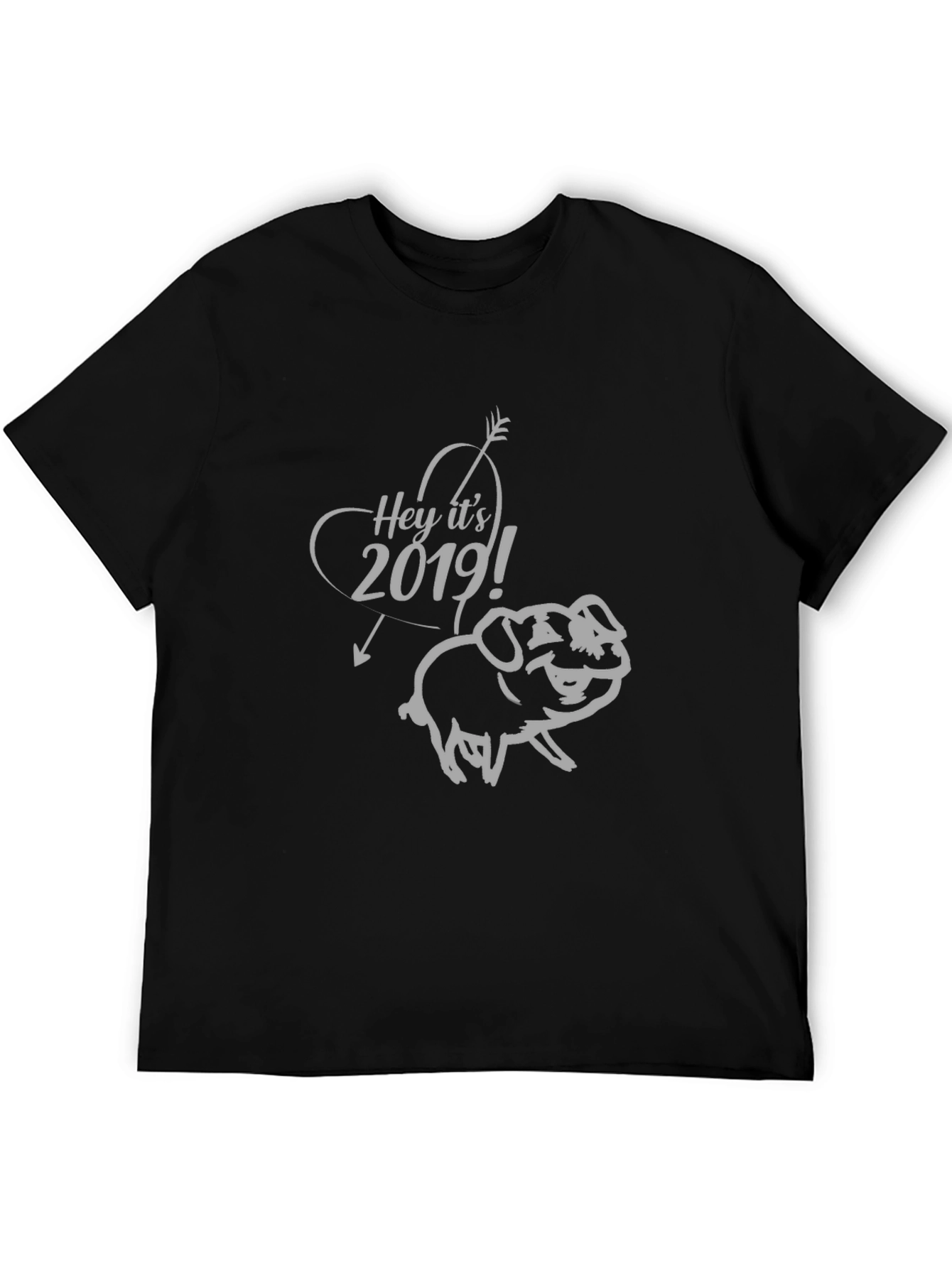2019 Pig Year Arrow Graphic Black T-Shirt