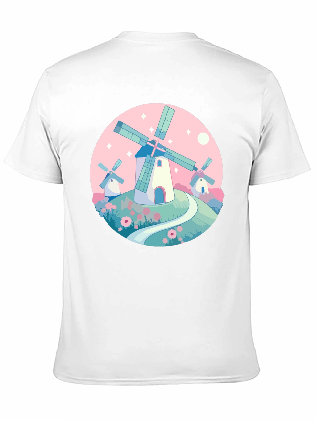 Whimsical Windmill Graphic Tee - Black