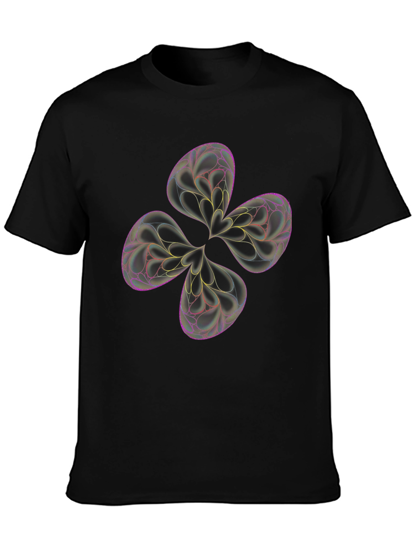 Abstract Flower Tee - Black Graphic T-Shirt