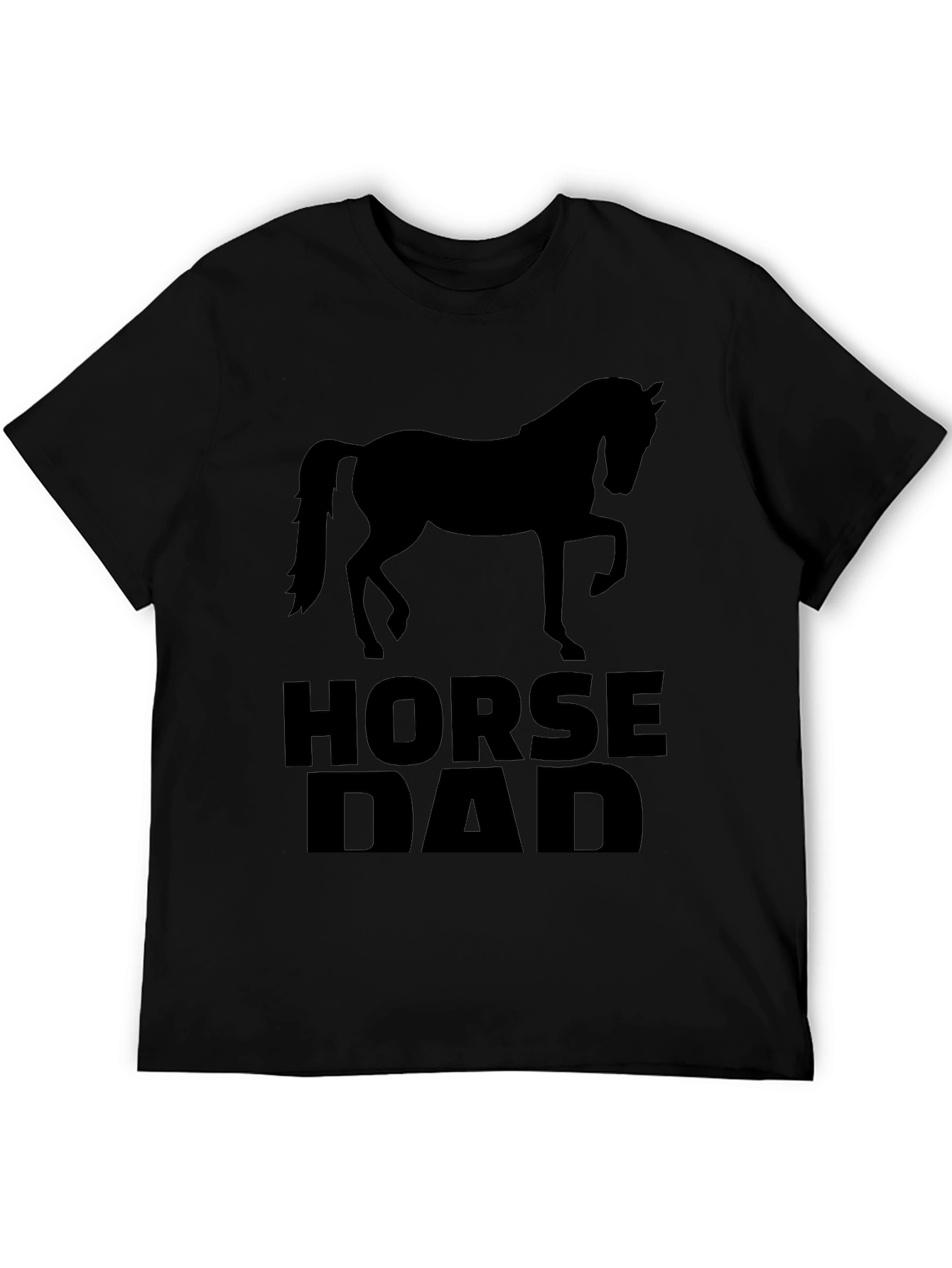 Horse Dad Black Graphic T-Shirt