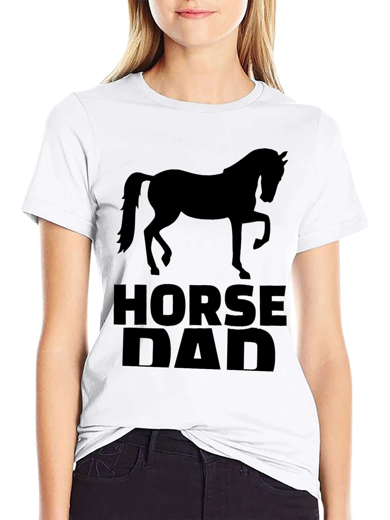 Horse Dad Black Graphic T-Shirt