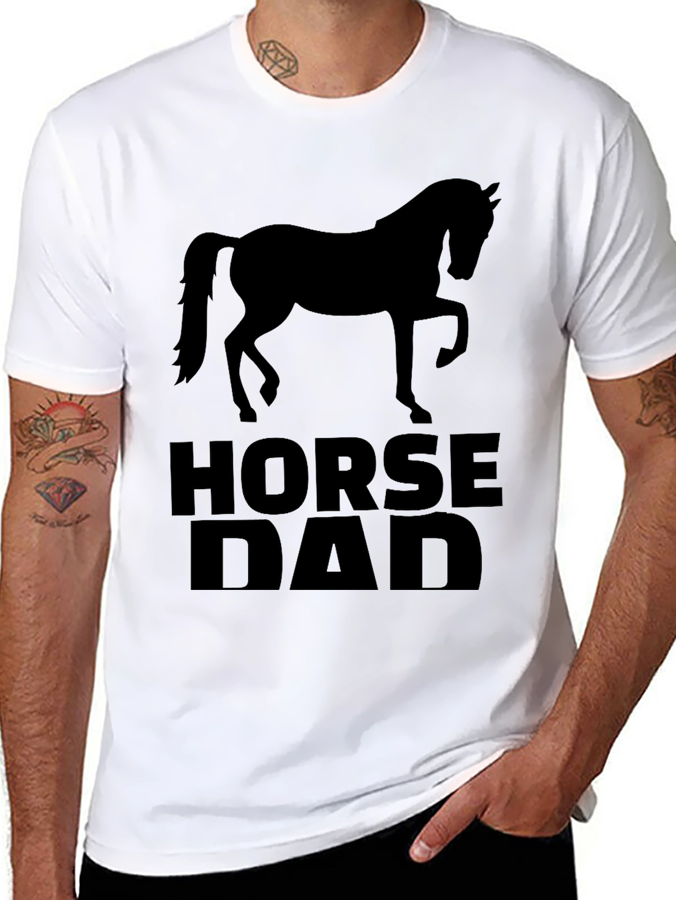 Horse Dad Black Graphic T-Shirt