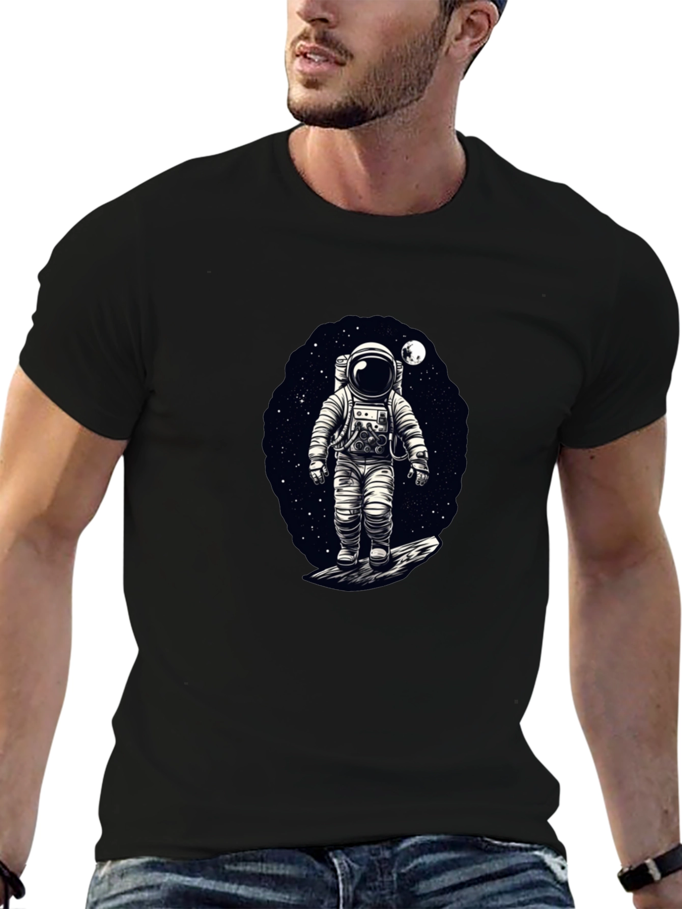 Astronaut in Space Graphic T-Shirt - Black