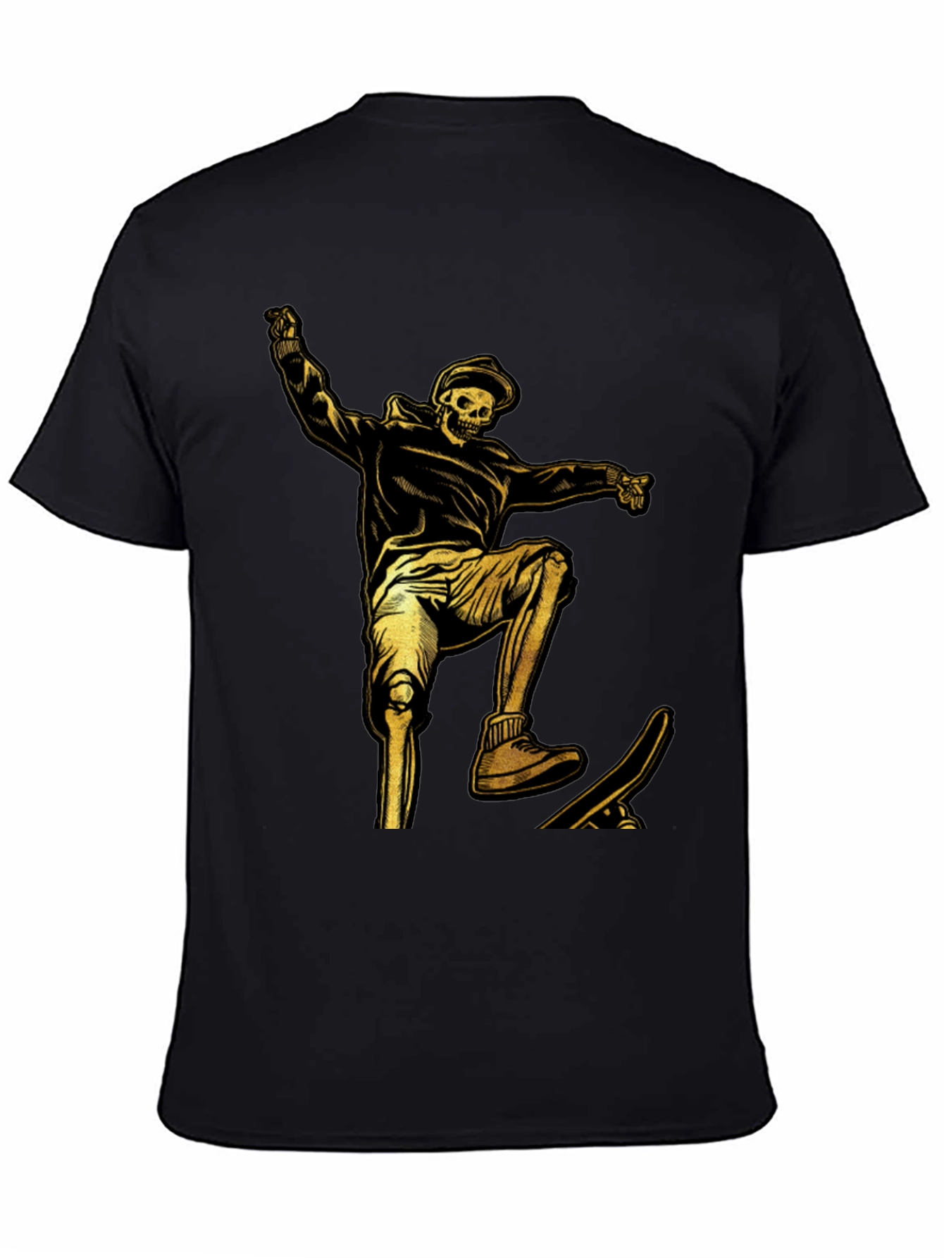 Skeleton Skateboarder Graphic T-Shirt - Black