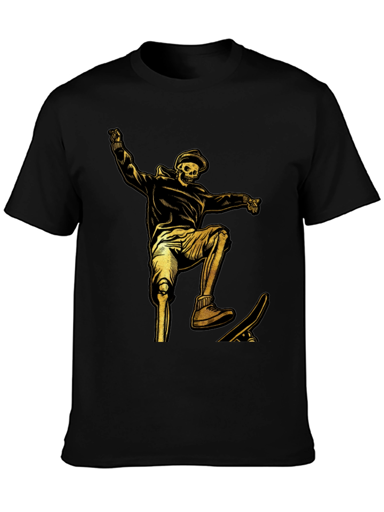 Skeleton Skateboarder Graphic T-Shirt - Black