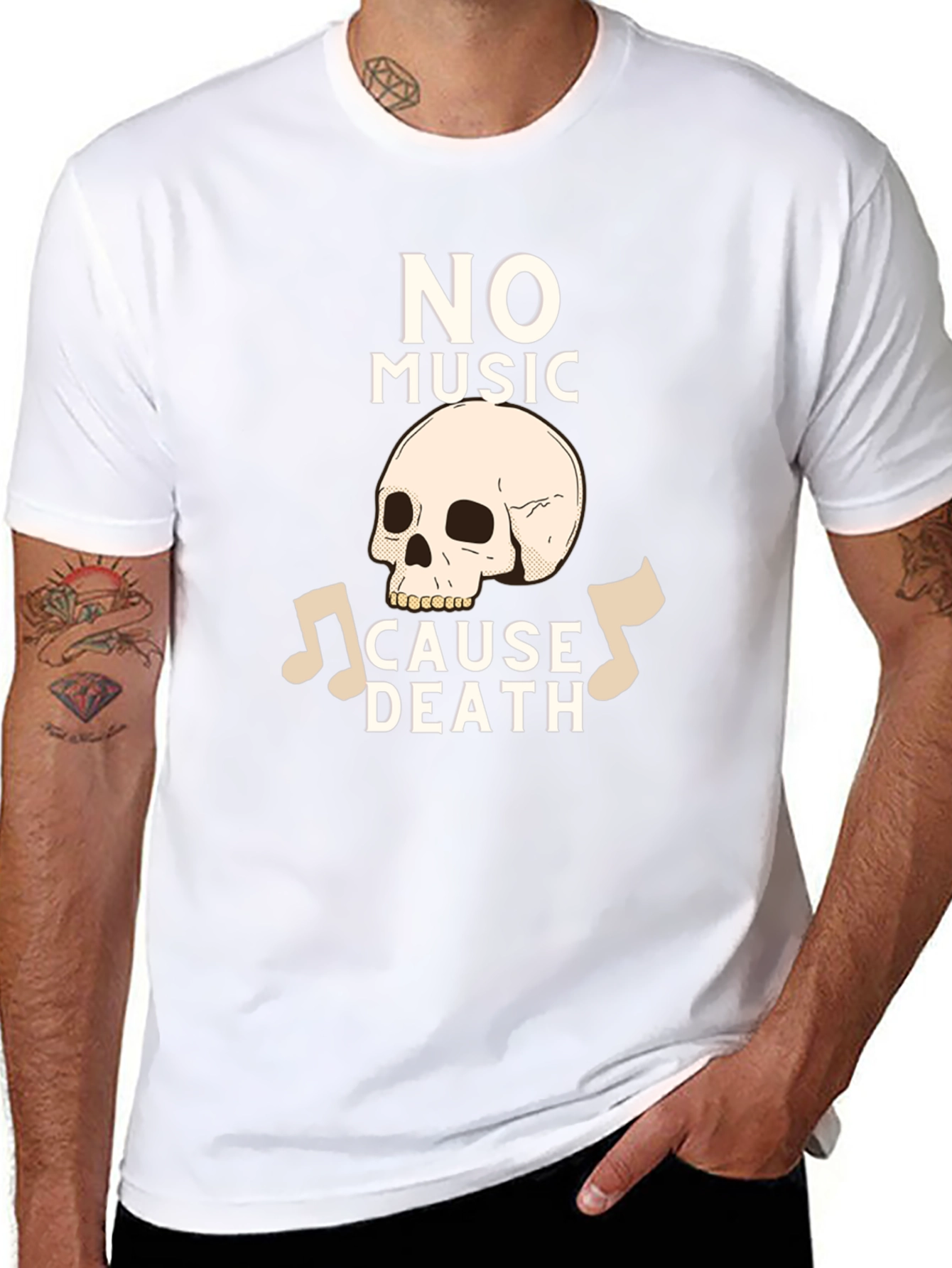 No Music Cause Death Graphic T-Shirt
