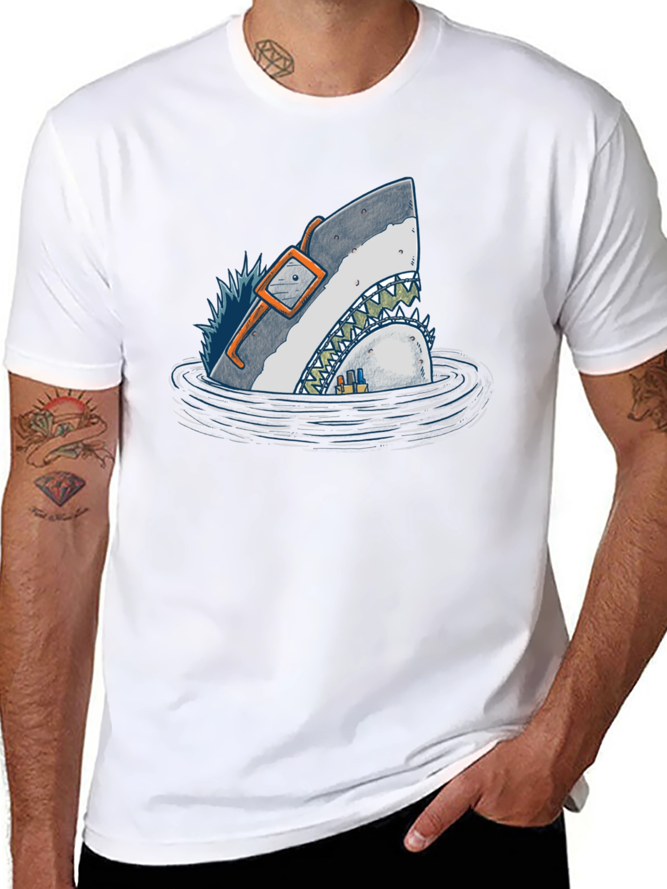 Shark in Water Graphic T-Shirt - Unique Design