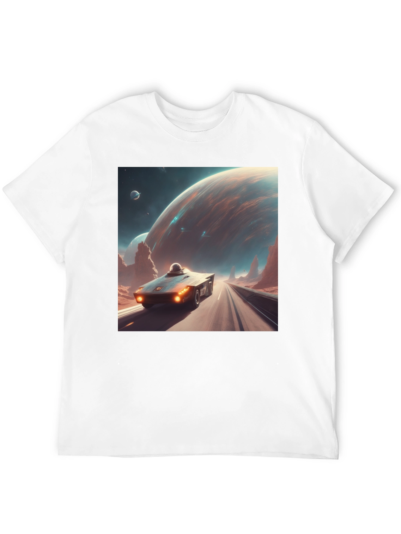 Sci-Fi Car T-Shirt: Futuristic Planet Design