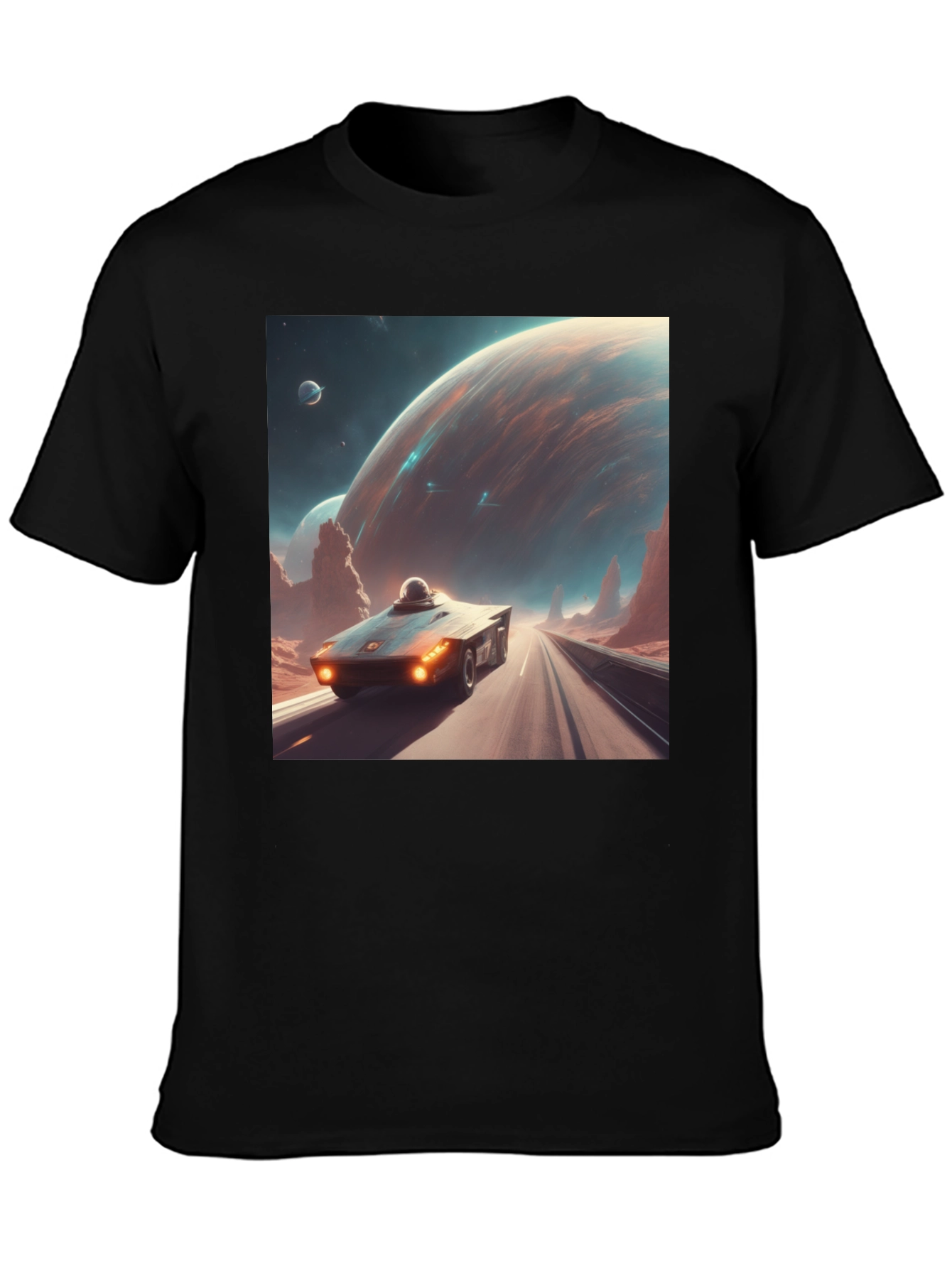 Sci-Fi Car T-Shirt: Futuristic Planet Design