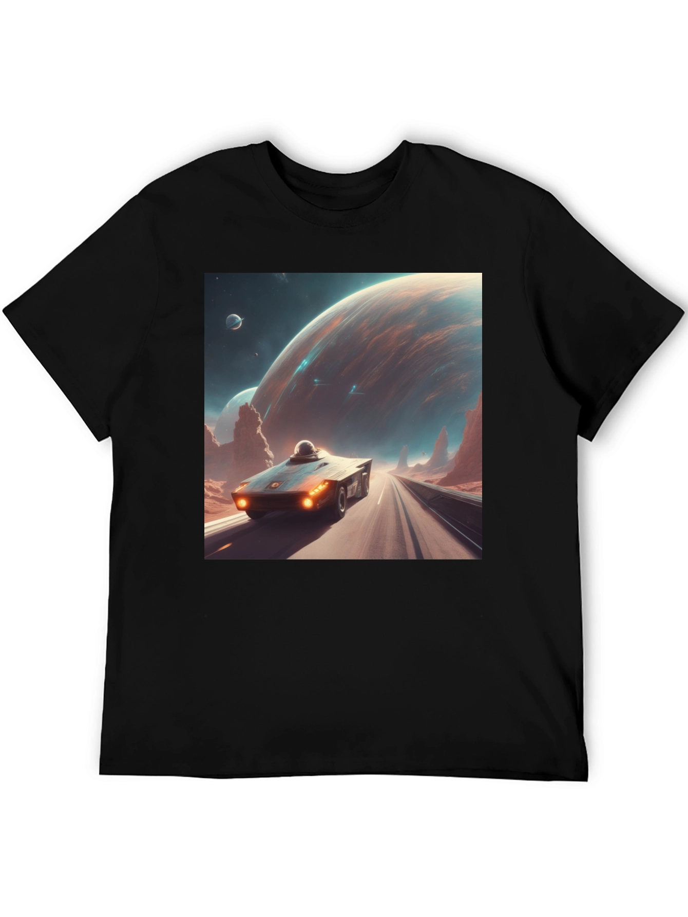 Sci-Fi Car T-Shirt: Futuristic Planet Design