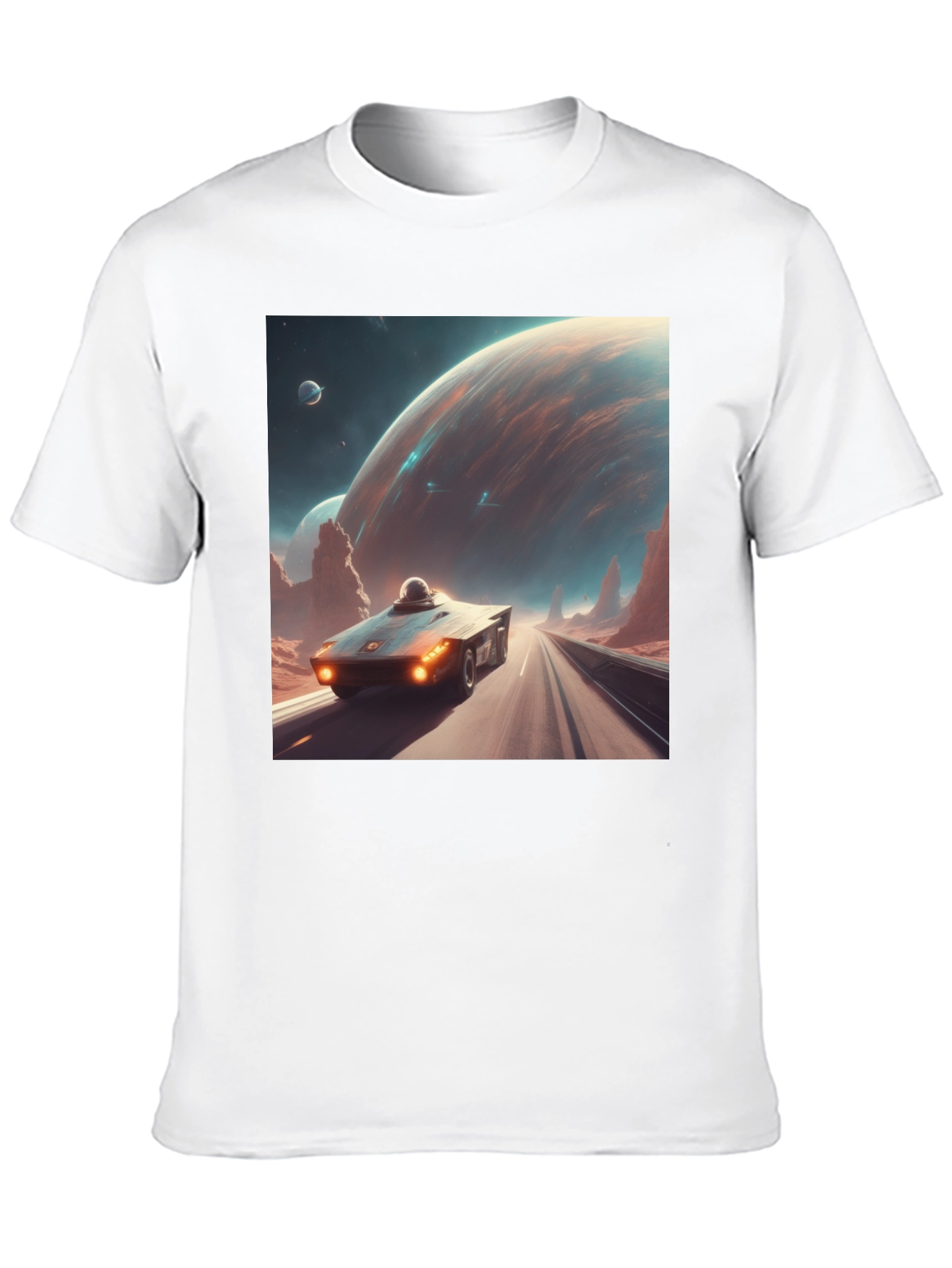 Sci-Fi Car T-Shirt: Futuristic Planet Design