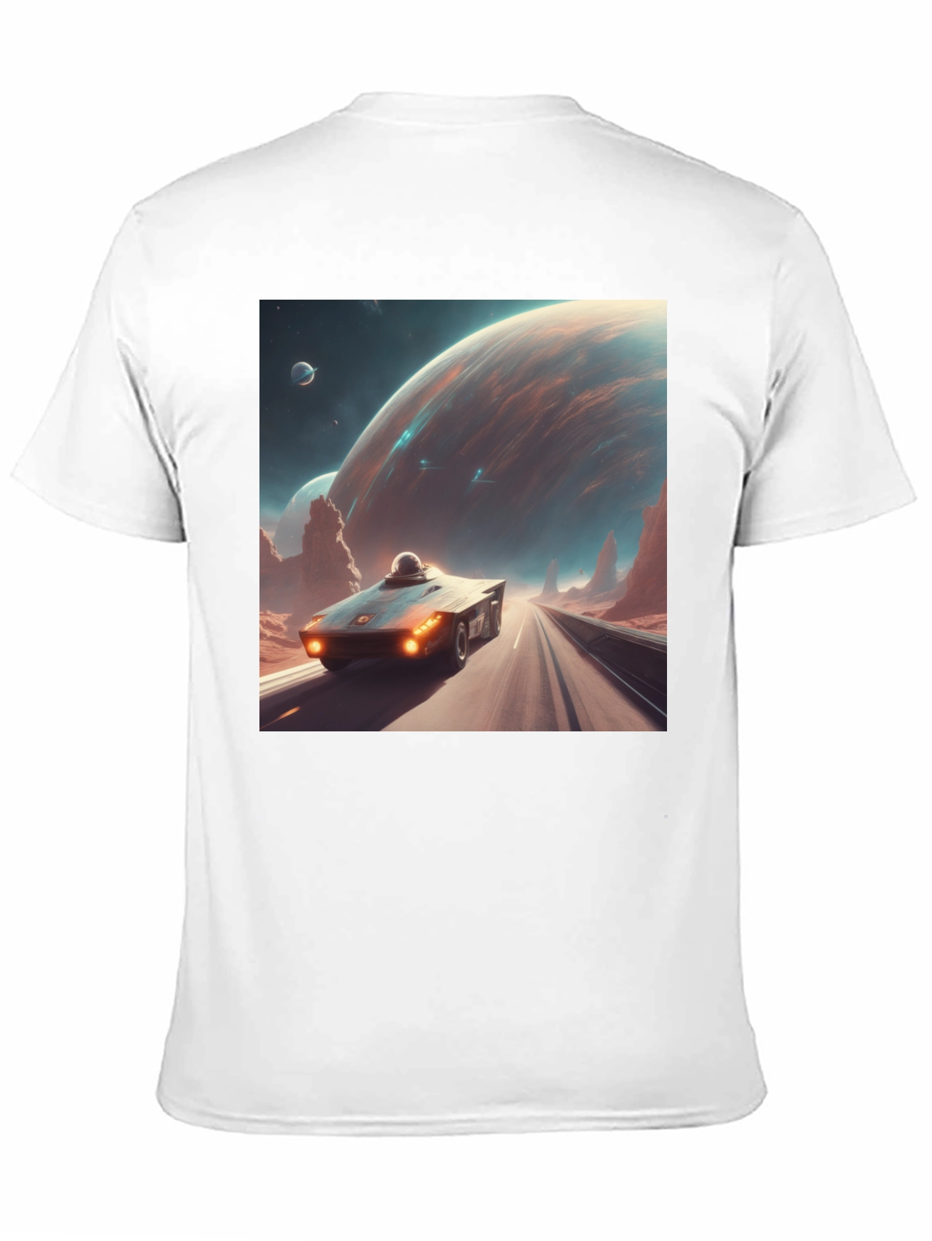 Sci-Fi Car T-Shirt: Futuristic Planet Design