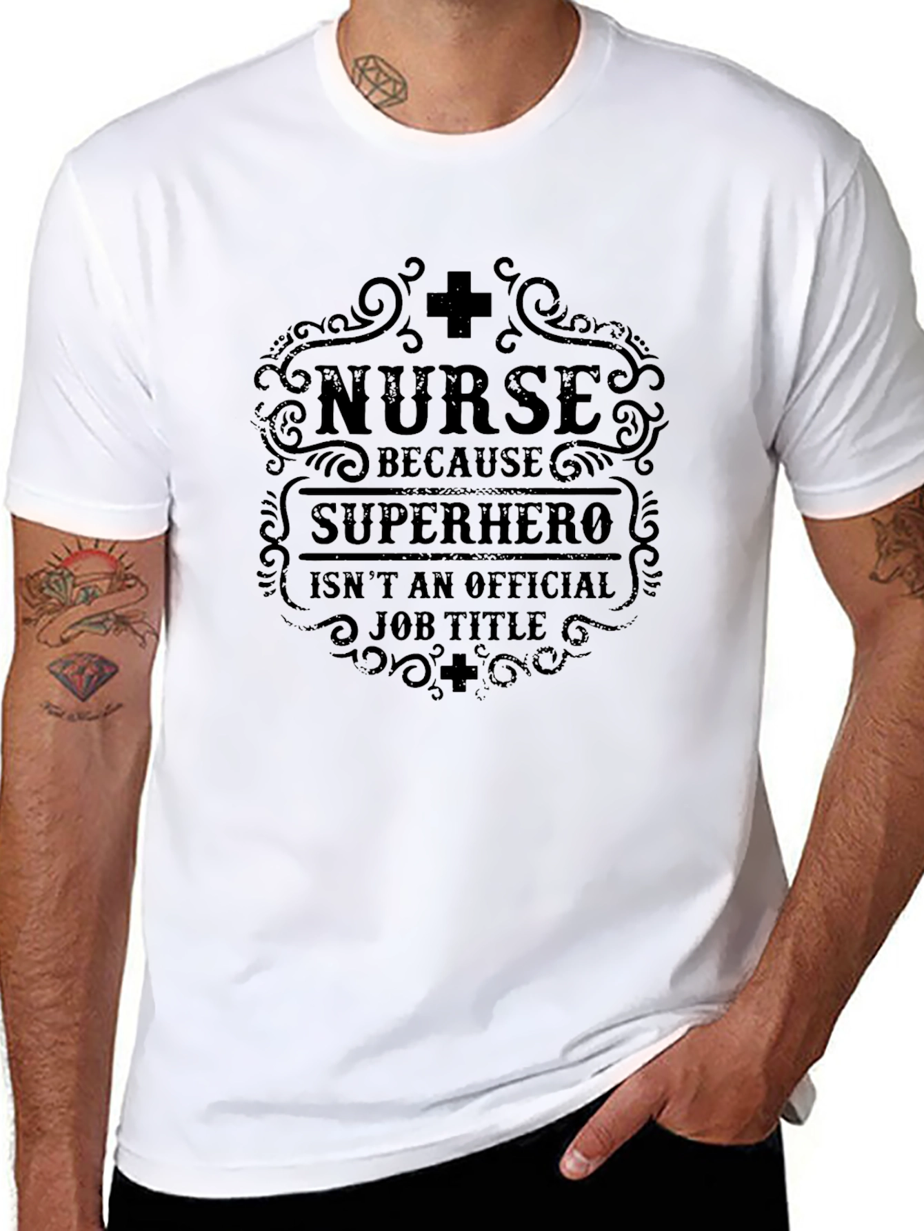 Nurse Superhero T-Shirt - Black Cotton Graphic Tee