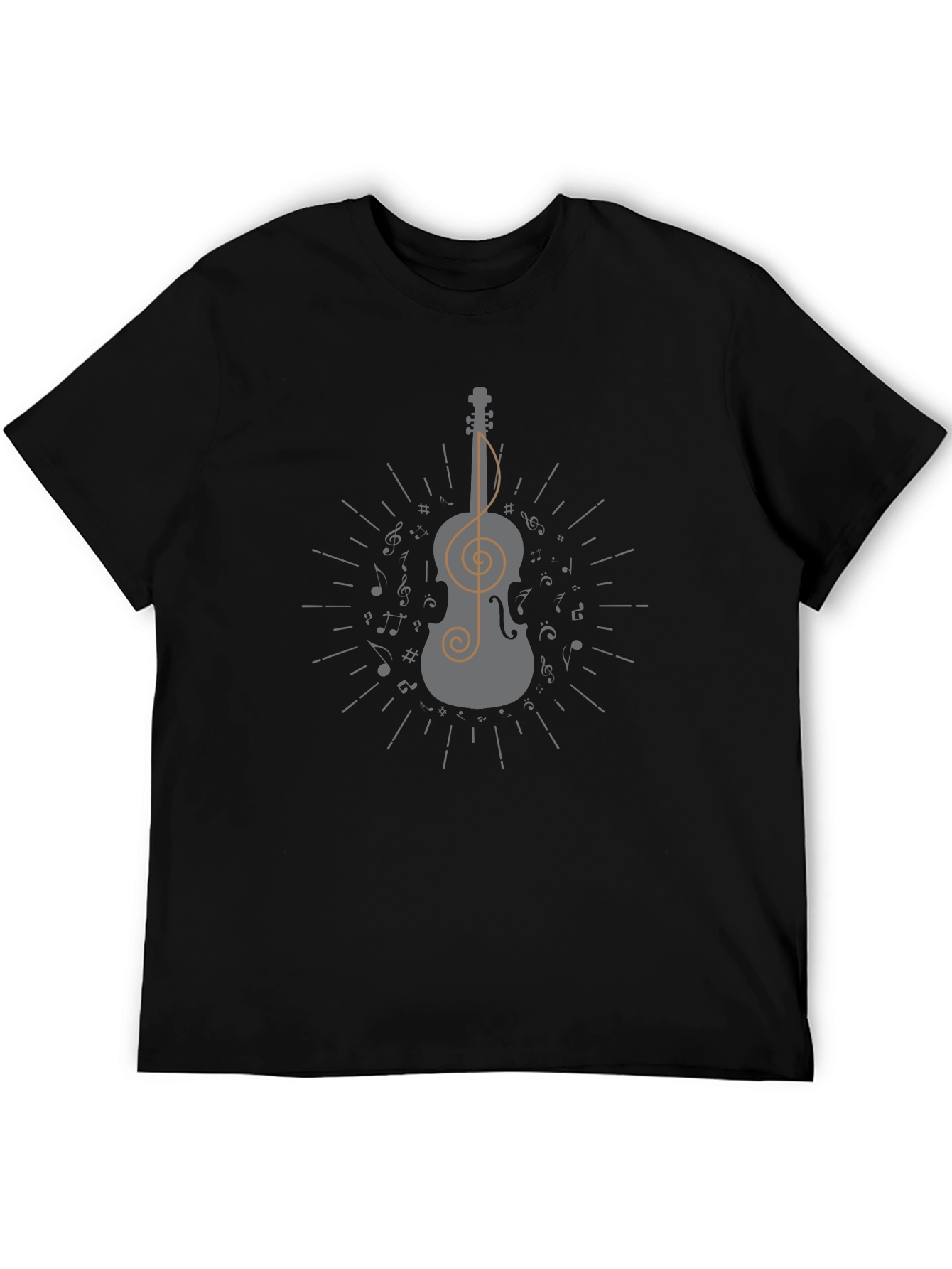 Musical Violin Graphic Tee - Black Cotton T-Shirt