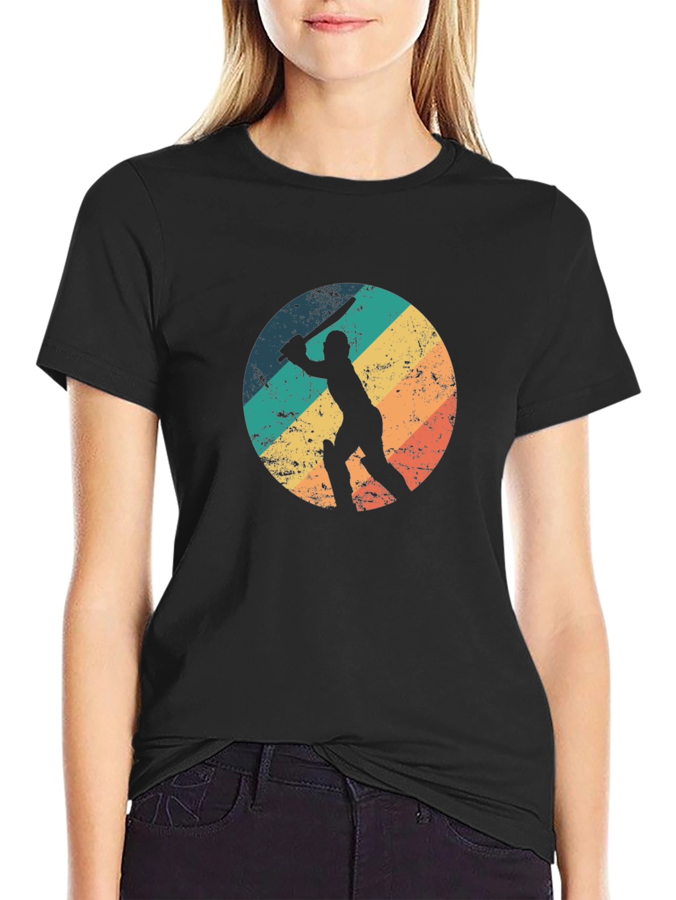 Retro Cricket Player Graphic Tee
